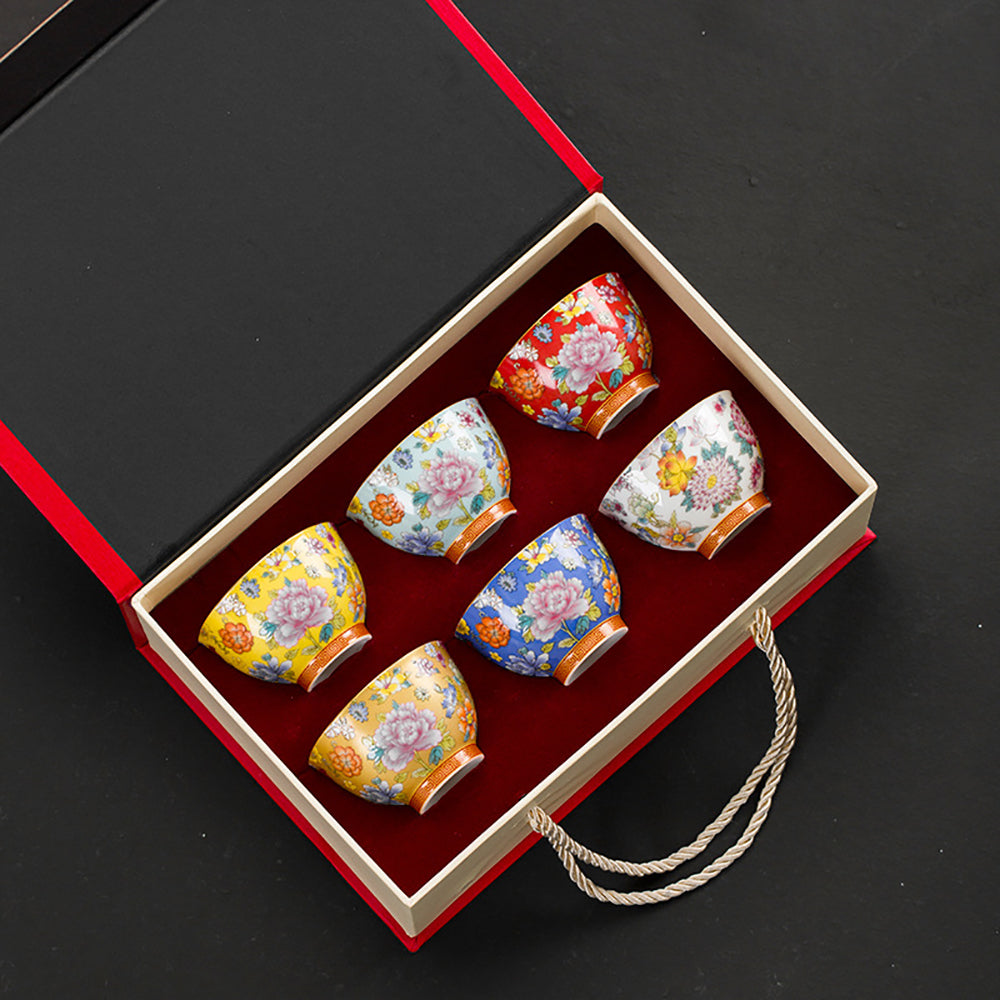 Premium 6-Piece Kung Fu Tea Set - Handcrafted Enamel Teapot & Cups (6 Colors) - Perfect for Chinese Tea Ceremonies, Home Decor & Gifting