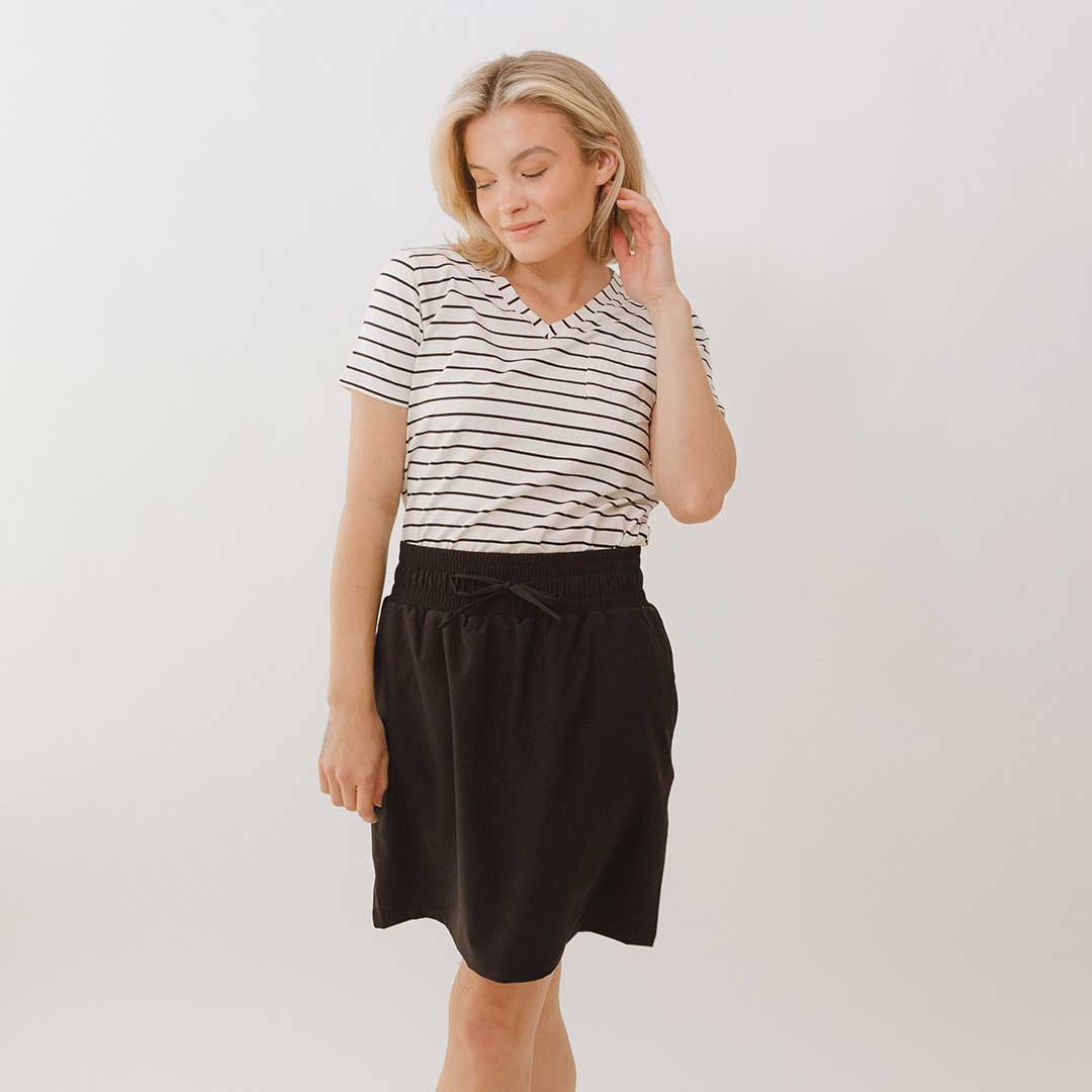 Cher Skirt for Women - Elegant Black Midi Skirt with Stretchy Waistband | Perfect for Office, Party & Casual Wear