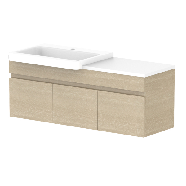 ADP Glacier Pro Semi Recessed All Door Slim Vanity with Solid Surface Top - Modern Bathroom Sink Cabinet for Small Spaces, Perfect for Apartments and Powder Rooms
