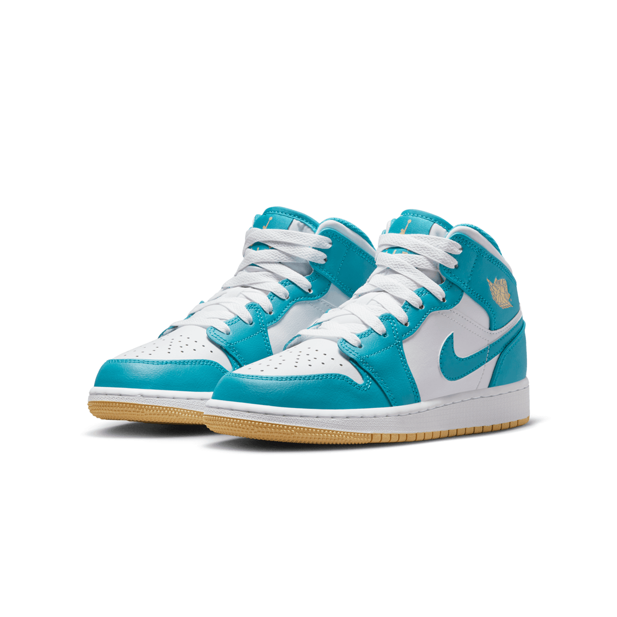 Kids Air Jordan 1 Mid 'Aquatone' Sneakers - Light Blue & White Basketball Shoes for Boys & Girls - Perfect for School, Sports & Casual Wear