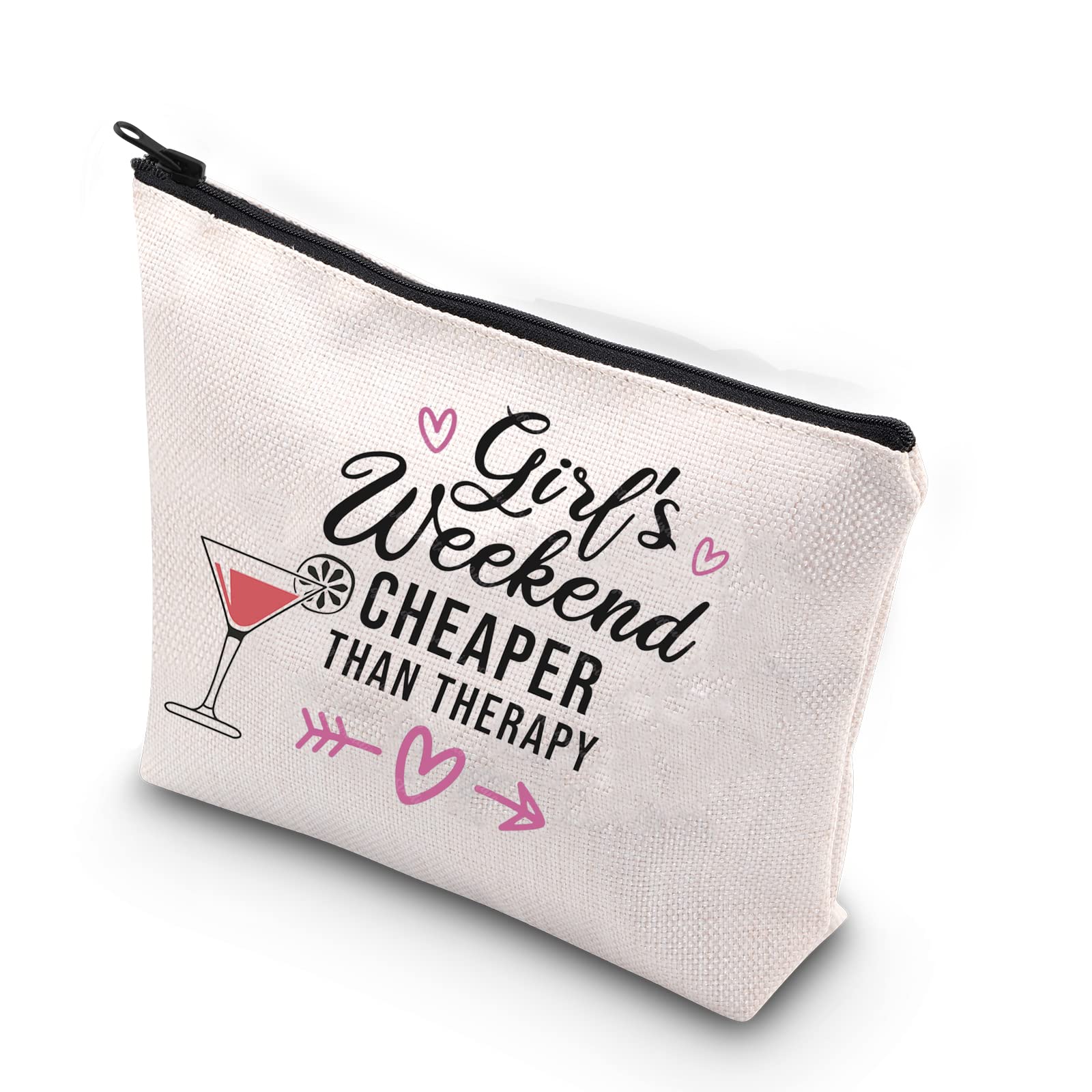 WCGXKO Premium Zipper Pouch Makeup Bag - Perfect Weekend Travel Organizer & Thoughtful Gift for Best Friends - Great for Cosmetics, Toiletries, Jewelry Storage (Weekend Cheaper Than Therapy)