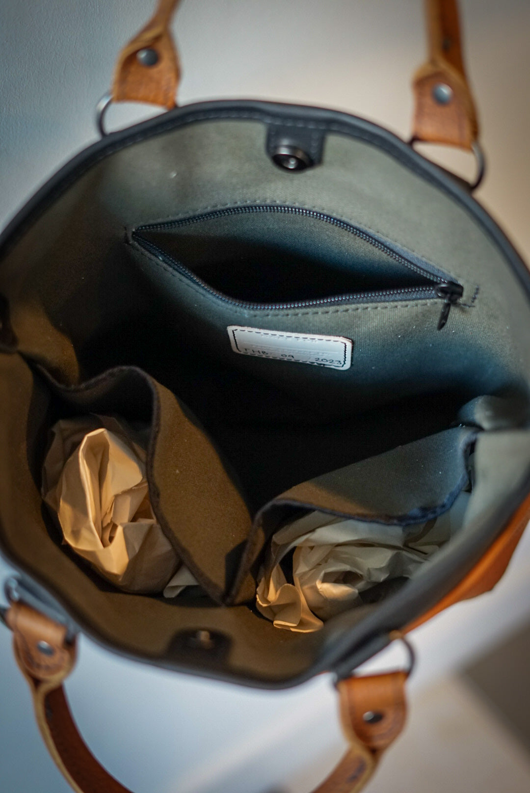 Stylish Two-Tone Pebbled Leather Handbag in Canyon Tan & Flat Black - Perfect for Work, Travel, and Everyday Use