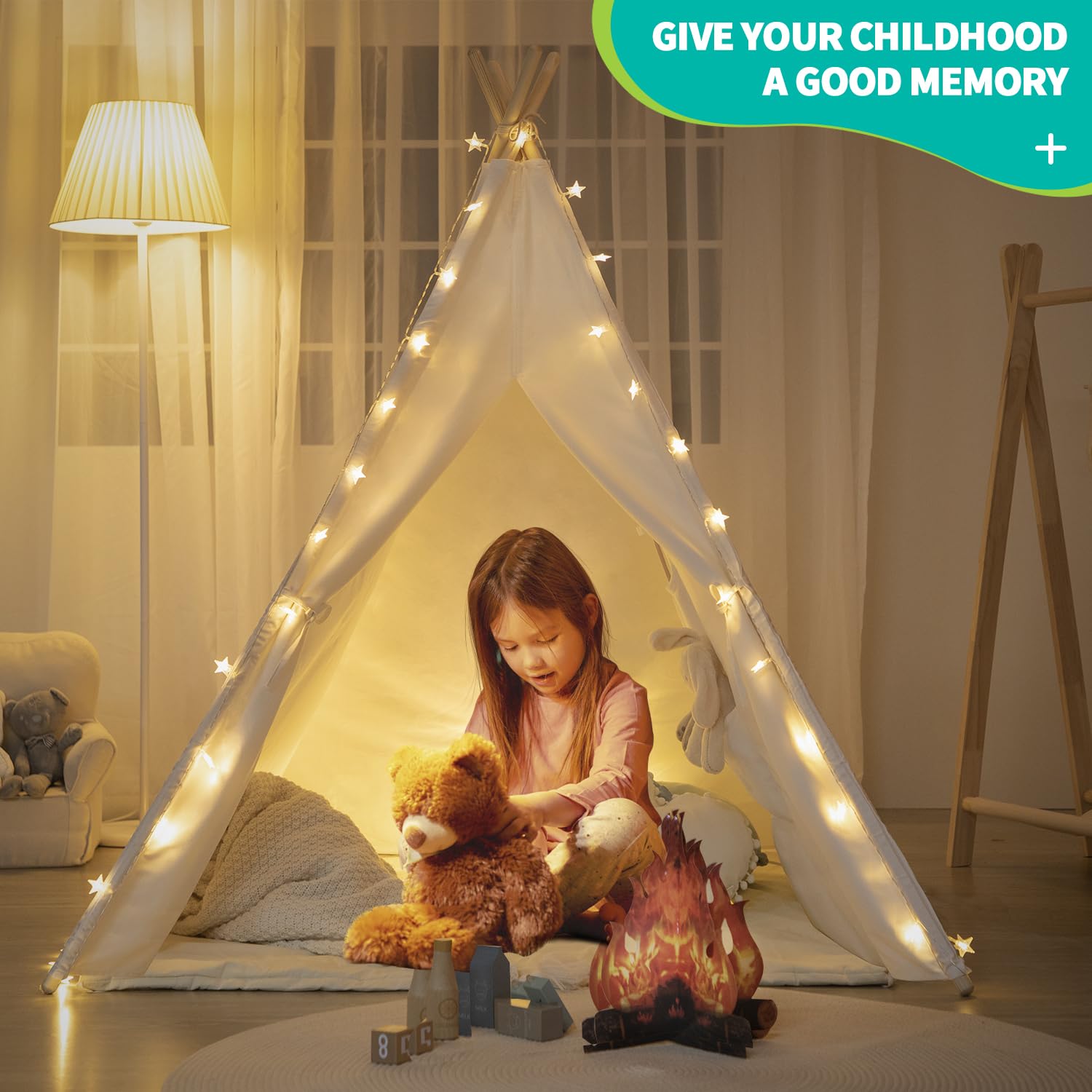 **Sumbabay Kids Teepee Tent with Lace - Indoor & Outdoor Playhouse for Toddlers, Boys & Girls - Perfect for Playtime, Reading Nook, or Birthday Gifts**