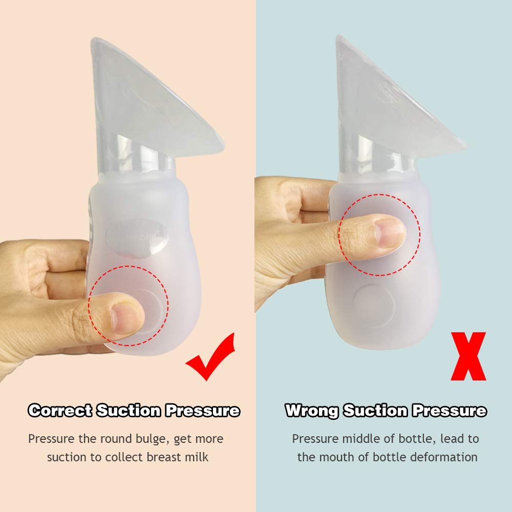 2 Pack Silicone Manual Breast Pump with Protective Lid - 100% Food Grade, BPA-Free, Ergonomic Design for Comfortable Use - Perfect for Travel, Work & On-the-Go Nursing (Yellow)