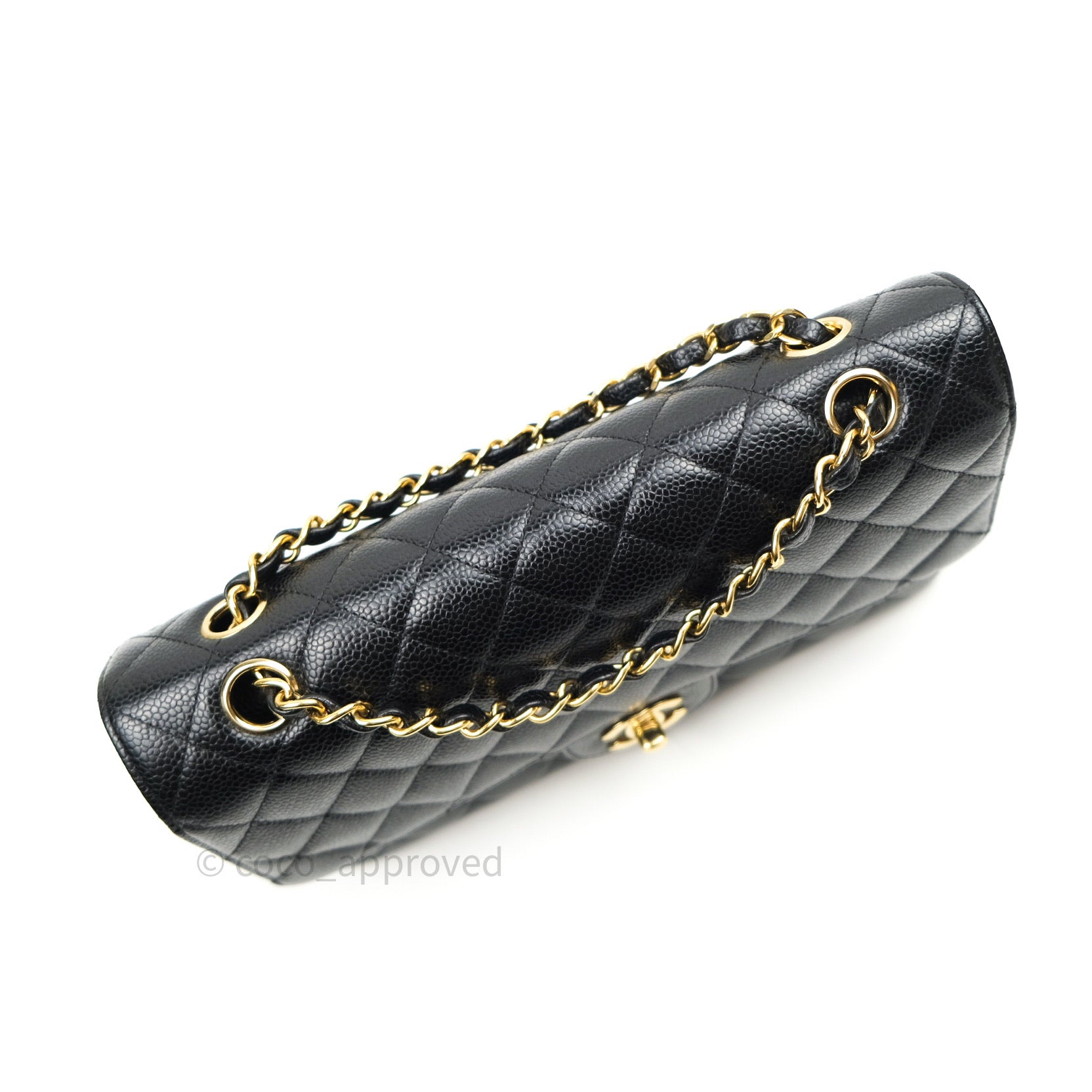 Chanel Classic M/L Medium Double Flap Bag in Black Caviar Leather with 24K Gold Hardware - Luxury Handbag for Women, Perfect for Work, Evening Events & Special Occasions