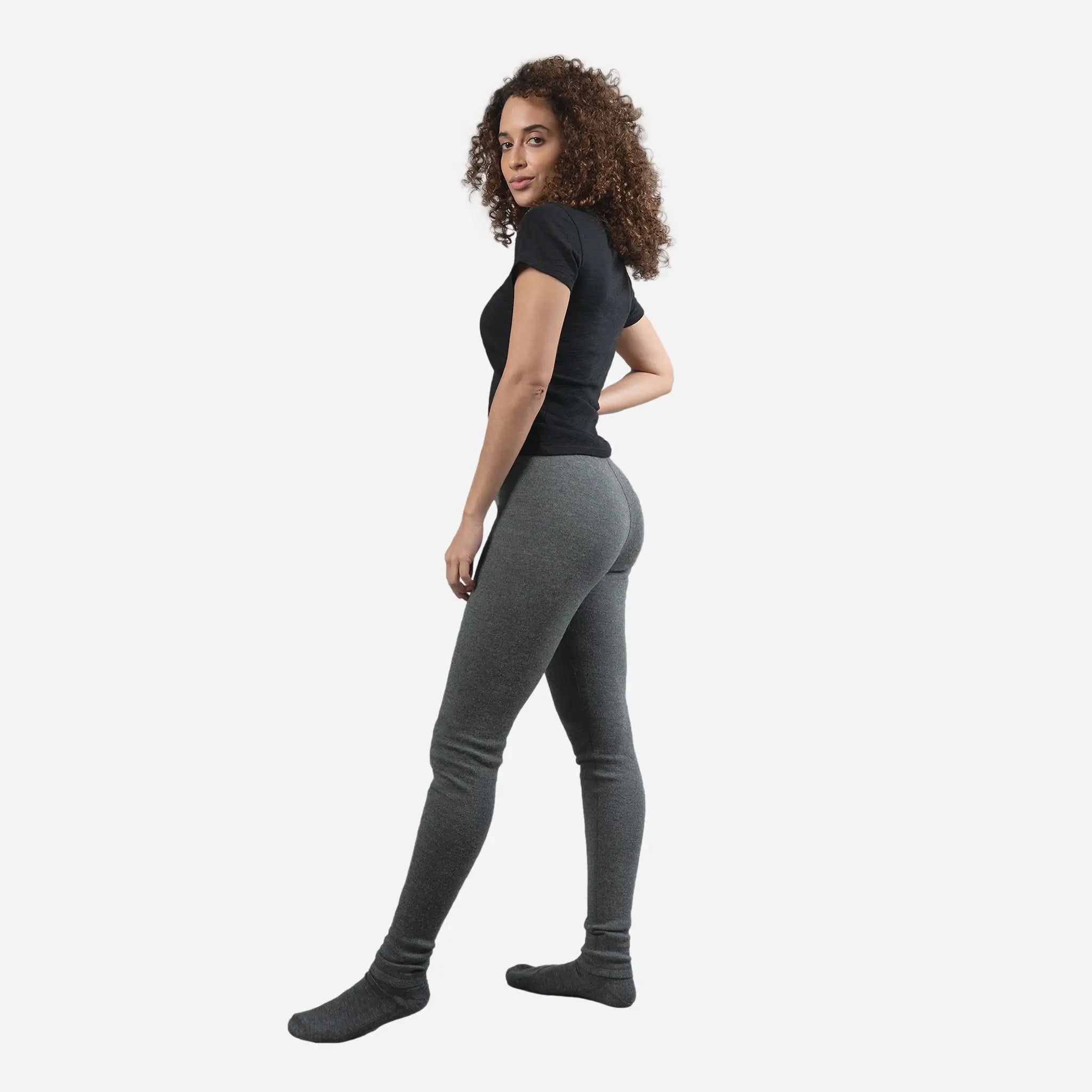 Women's Alpaca Wool Leggings - 420 Midweight Thermal Base Layer for Winter, Hiking & Yoga | Soft & Warm Fleece-Lined Tights for Cold Weather Activities
