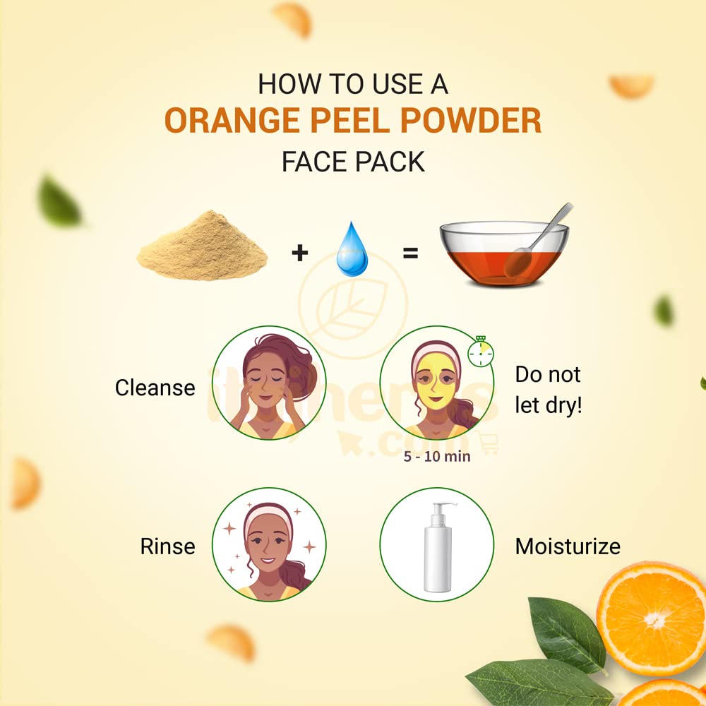 Gulmohar 100% Pure Orange Peel Powder for Skin Care & Brightening - 100g | Natural Face Exfoliator for Glowing Skin, Acne Treatment & Dark Spot Removal