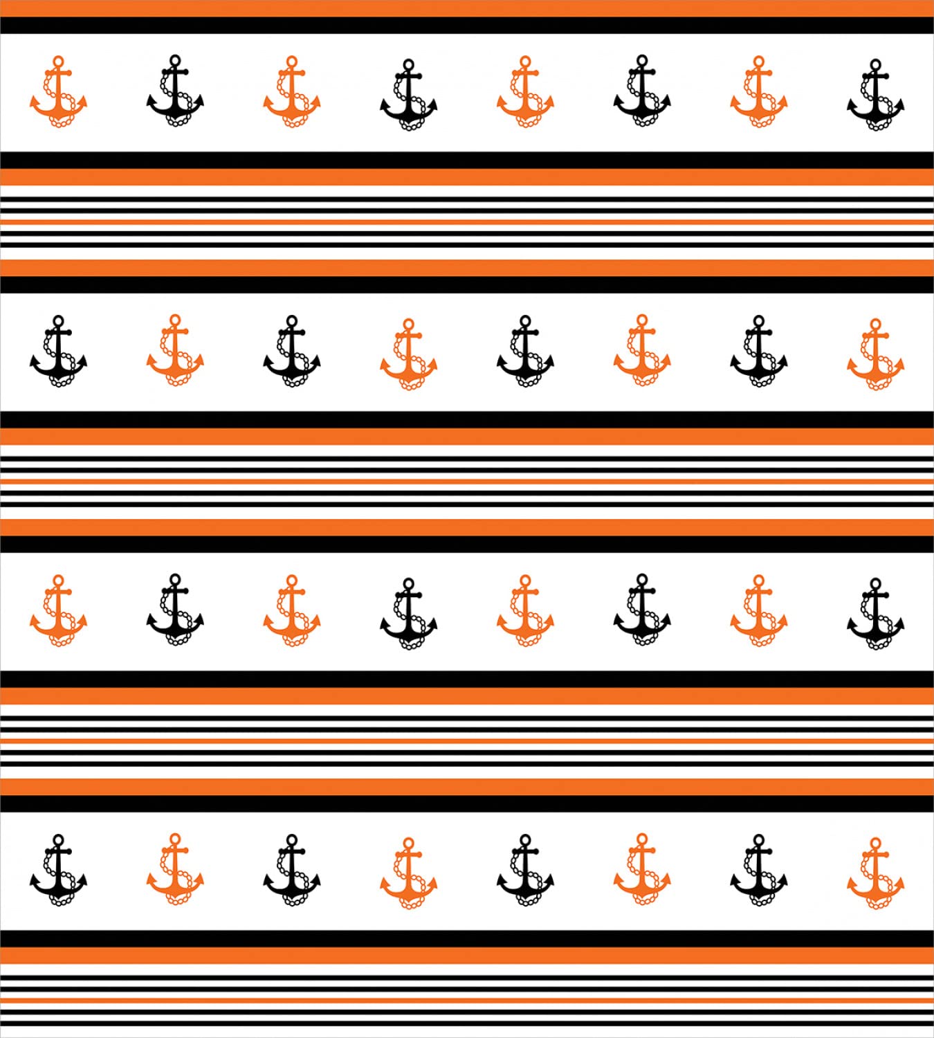 Ambesonne King Size Anchor Duvet Cover Set - 2 Pack Nautical Striped Bedding with 2 Duvet Covers & 4 Pillowcases, Orange Black White Design for Coastal & Summer Home Decor | Perfect for Beach House, Guest Room & Nautical Themed Bedrooms