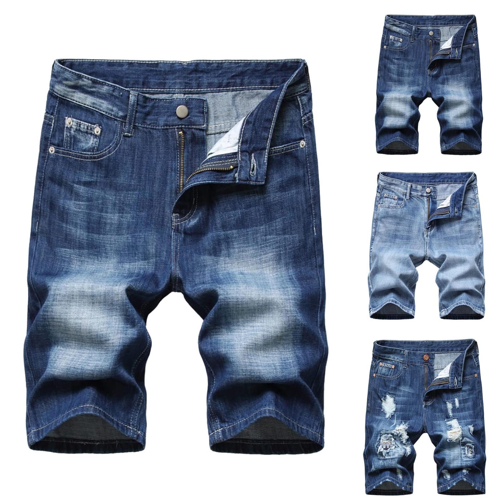 **Jsaierl Men's Ripped Denim Shorts - Distressed Casual Jean Shorts with Pockets for Summer | Perfect for Beach, Travel & Streetwear**