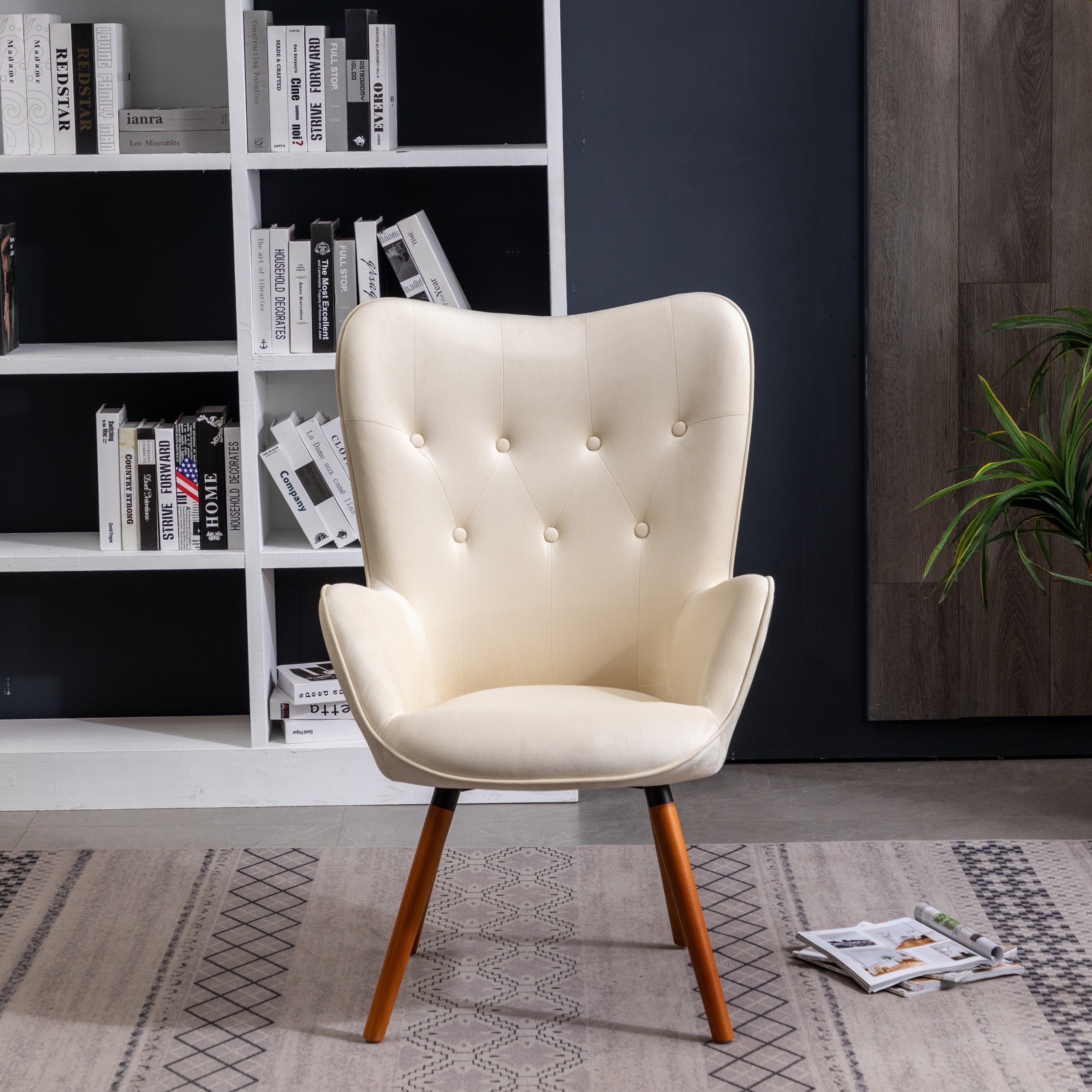Roundhill Furniture Doarnin Contemporary Silky Velvet Tufted Button Back Accent Chair - Modern Living Room Seating for Home Office, Lounge & Bedroom Decor