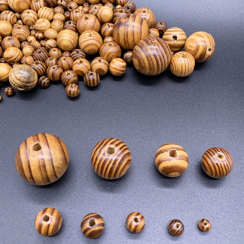 Natural Pine Wood Spacer Beads 6-30mm - Unfinished Round Wooden Loose Beads for DIY Jewelry Making (10mm, 50pcs) - Perfect for Bracelets, Necklaces & Handmade Crafts