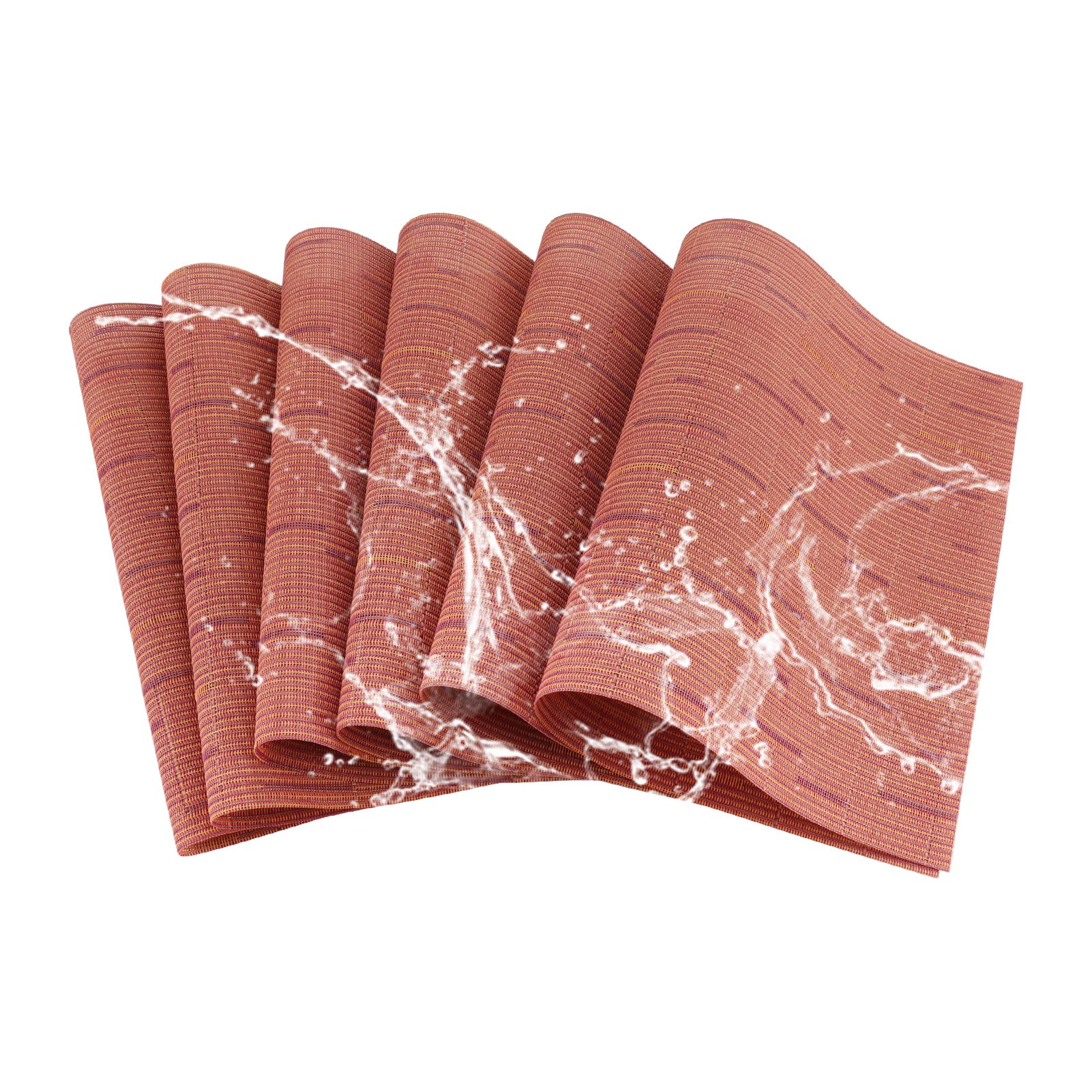 Premium Heat-Resistant Plastic Placemats Set of 6 - Non-Slip Woven Vinyl Table Mats for Dining & Kitchen - Stain Resistant, Easy to Clean - Perfect for Everyday Meals, Dinner Parties & Outdoor Dining