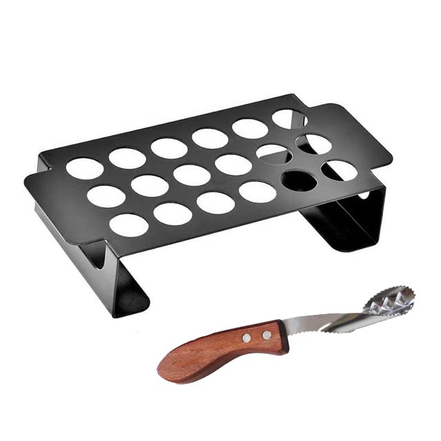 18 Holes Stainless Steel Jalapeno Grill Rack with Wooden Handle - Professional Pepper Corer Tool for BBQ, Smoker & Oven - Perfect for Grilling Vegetables, Making Stuffed Peppers & Outdoor Cooking