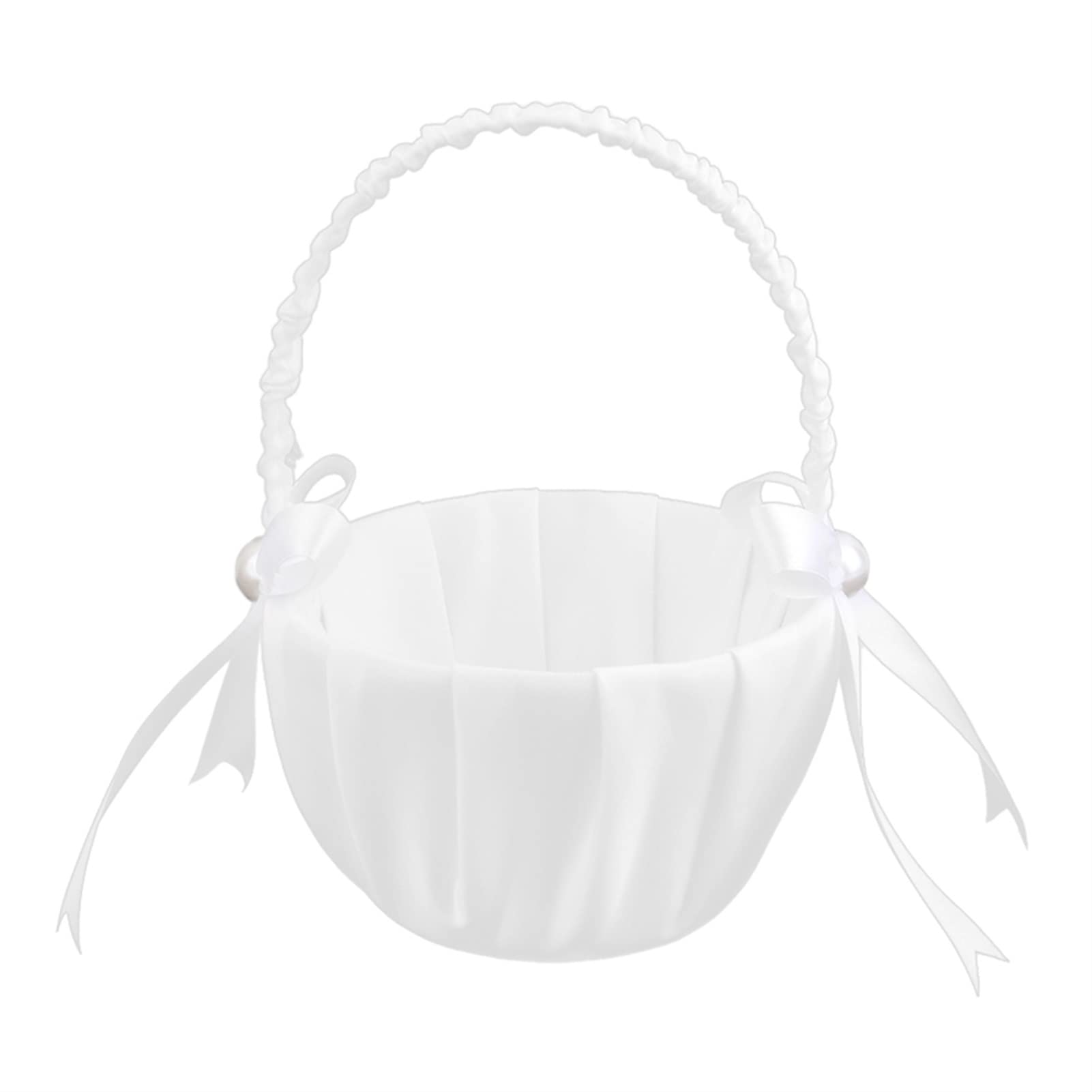 Elegant Wedding Satin Flower Basket with Romantic Bowknot - Perfect for Flower Girls, Bridal Showers, and Banquet Decorations | Rose-Themed Party Accessories for Weddings, Baby Showers & Special Events
