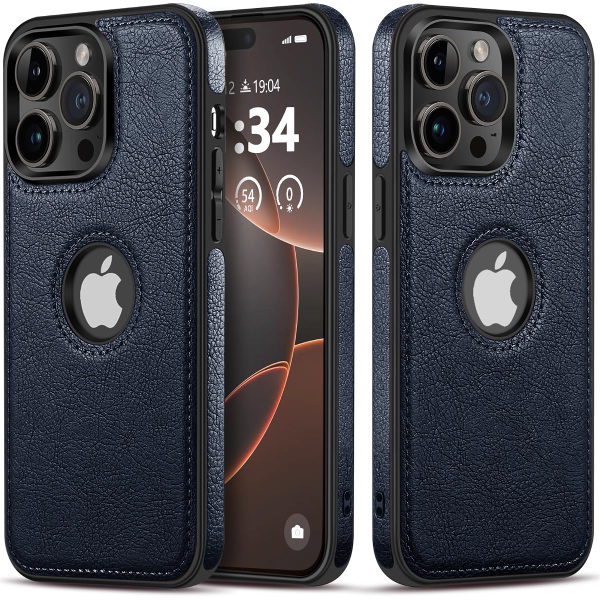Premium Luxury Leather Business Phone Case for iPhone 13 Pro Max - Anti-Slip Scratch Resistant Ultra Slim Protective Cover (6.7 Inch, Blue) - Perfect for Office Professionals & Business Travel