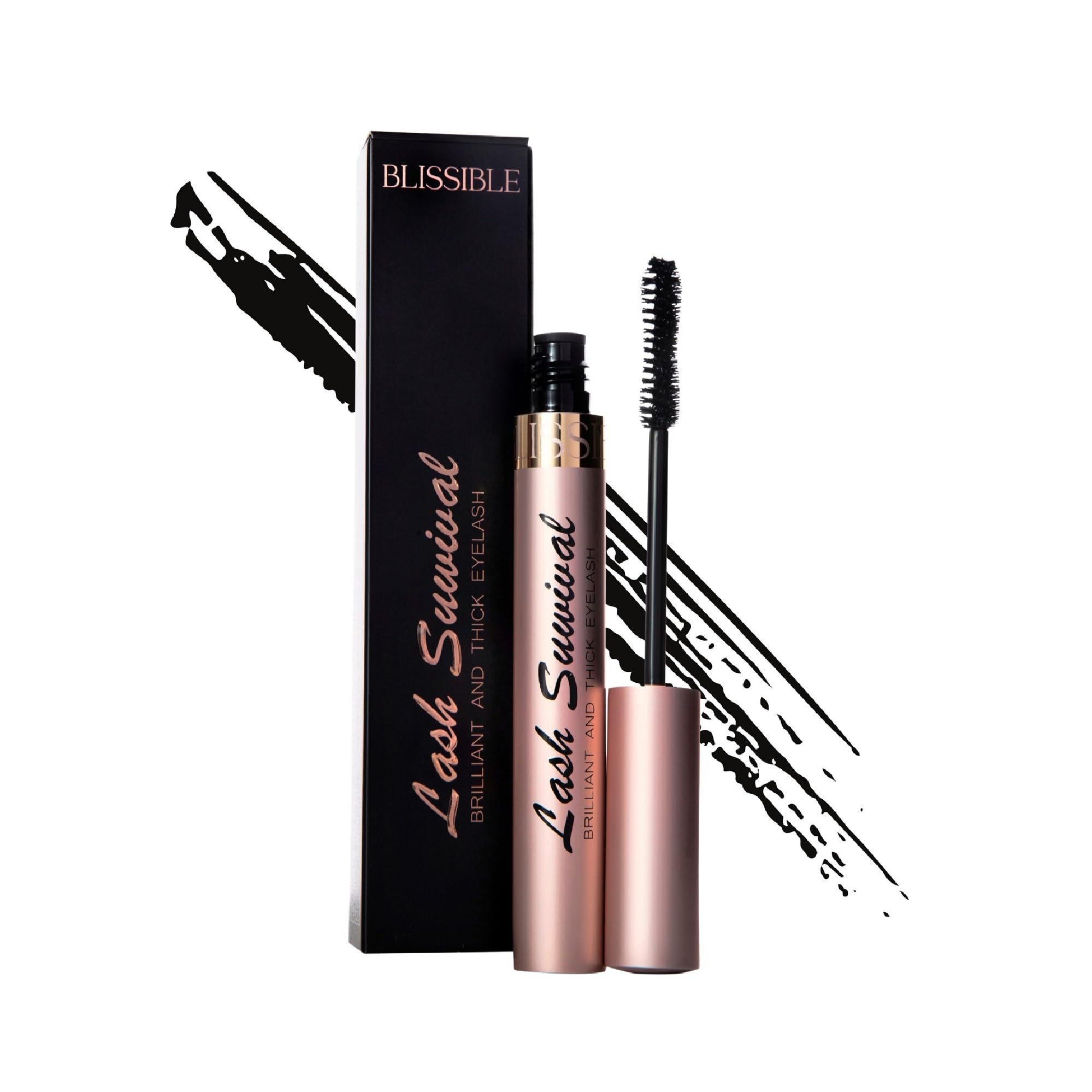 Blissible Voluminous & Thicker Lash Survival Mascara - Long Lasting Waterproof Smudge Proof Curling Mascara for Eye Makeup - 18 Hour Wear - 8ml Black (01) - Perfect for Daily Use, Parties, Weddings & Special Occasions