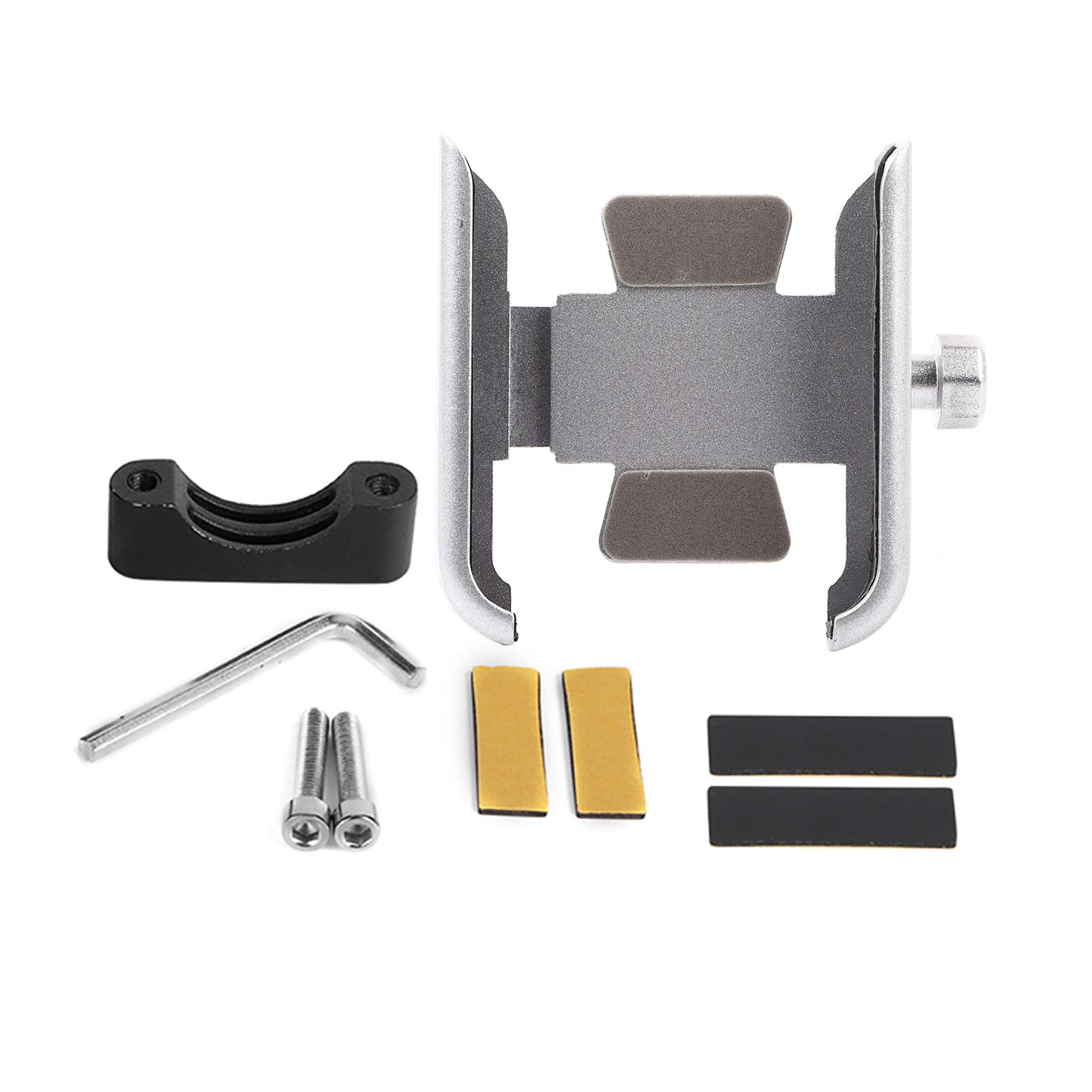 Universal Motorcycle Phone Holder - Yctze Aluminum Alloy Handlebar Mount with Anti-Fall Design (Silver) | Perfect for GPS Navigation & Adventure Riding on Harley, Honda, Yamaha Bikes