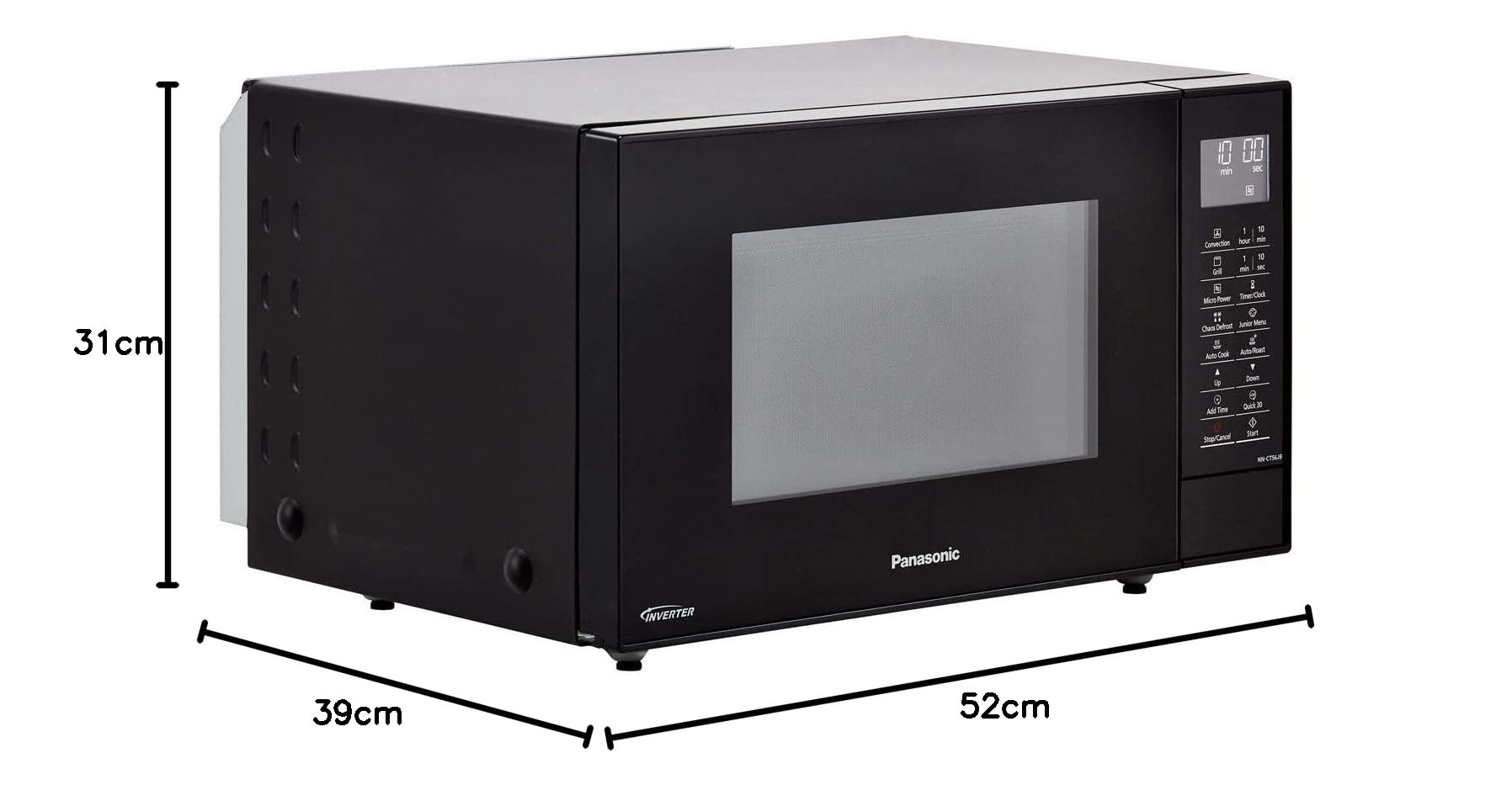 Panasonic NN-CT56JBBPQ Slimline Combination Microwave Oven with Convection & Grill, 1.6 cu.ft, Black - Perfect for Small Kitchens, Apartments & Dorm Rooms