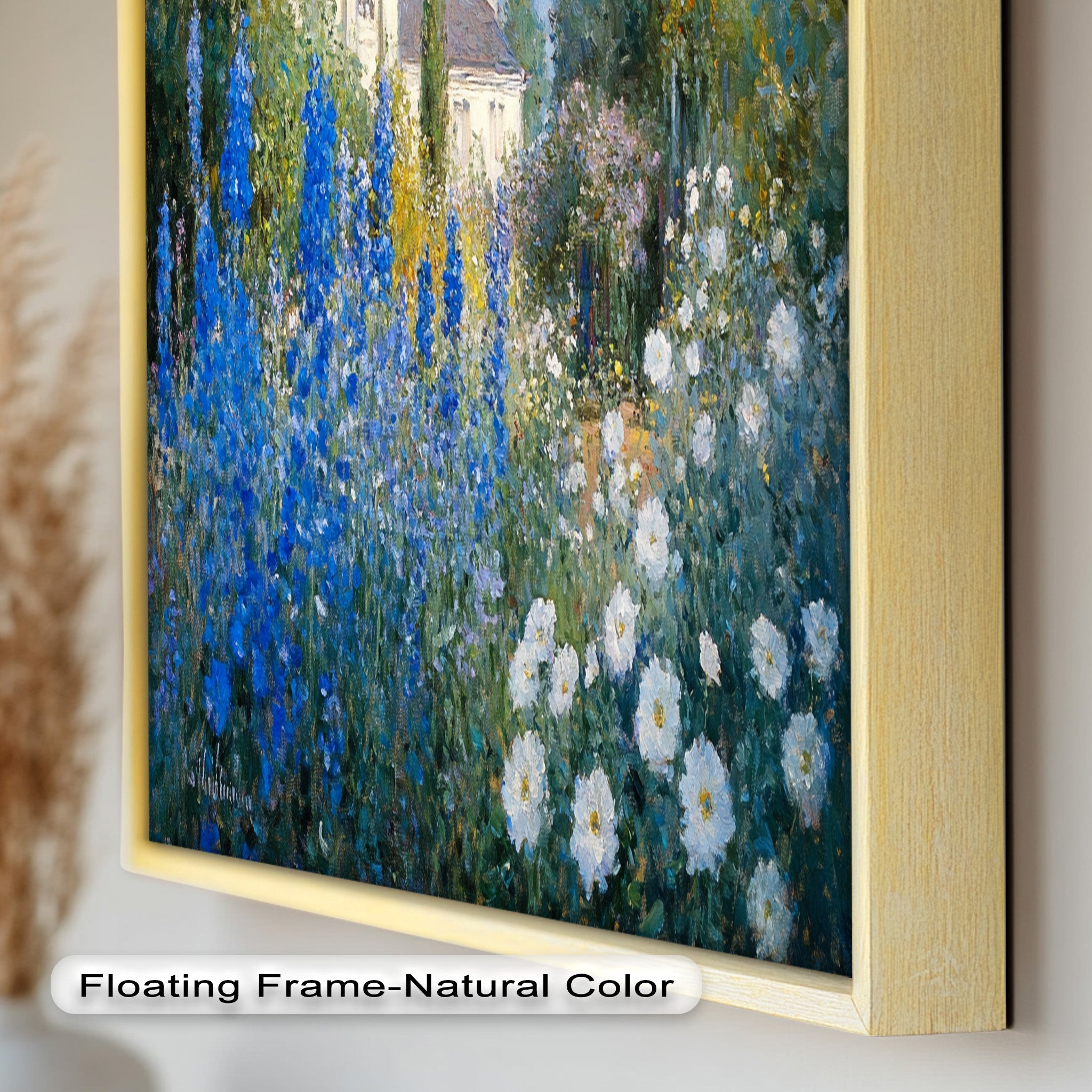 Blue Delphinium Impressionist Oil Painting - Handmade Floral Wall Art for Living Room, Bedroom & Office Decor