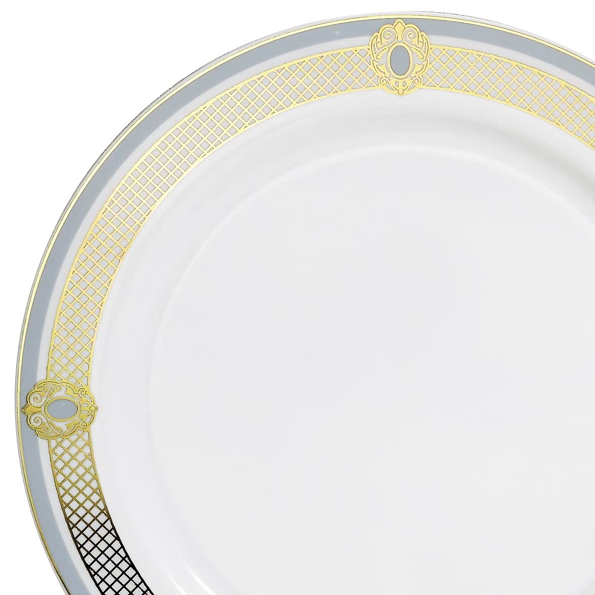 40-Pack Disposable Plastic Plates for Weddings & Parties - 10.25'' Elegant White/Blue & Gold Dinner Plates - Perfect for Bridal Showers, Birthday Celebrations, and Formal Events