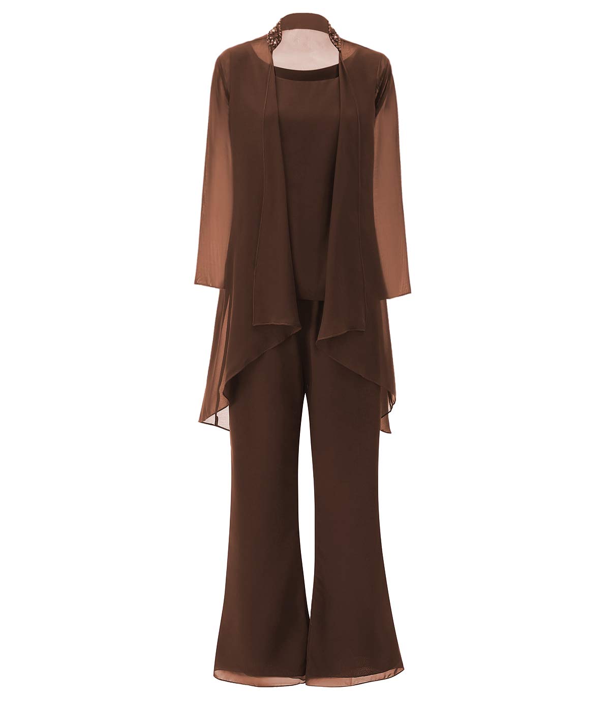 Elegant Mother of the Bride Chiffon 3-Piece Pantsuit Set - Wedding Guest Outfit for Women | Formal Occasions, Church Ceremonies & Special Events