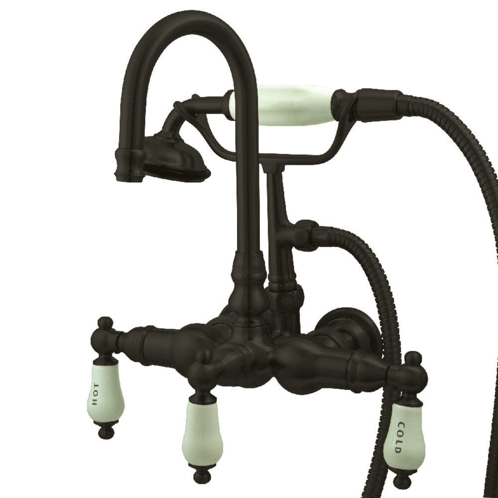 Kingston Brass CC9T8 Vintage 3-3/8 Inch Wall Mount Tub Faucet with Hand Shower - Perfect for Bathroom Renovation & Spa-Like Shower Experience