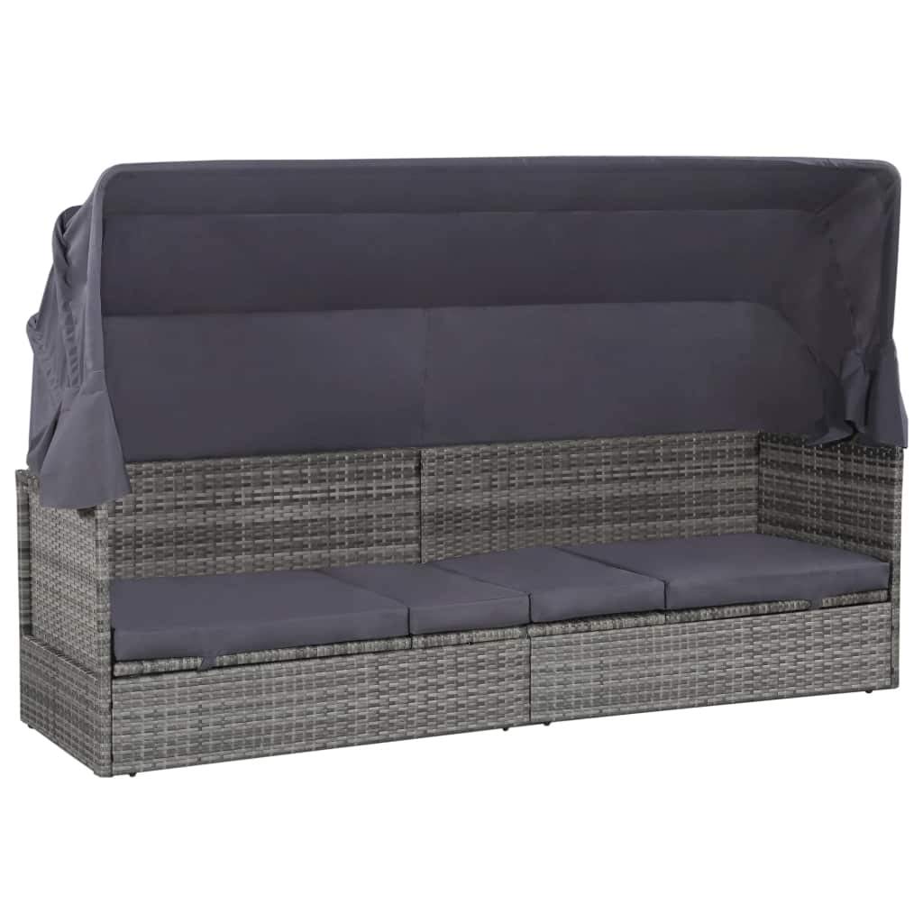 vidaXL Outdoor Patio Lounge Chair with Canopy & Cushions - 80.7