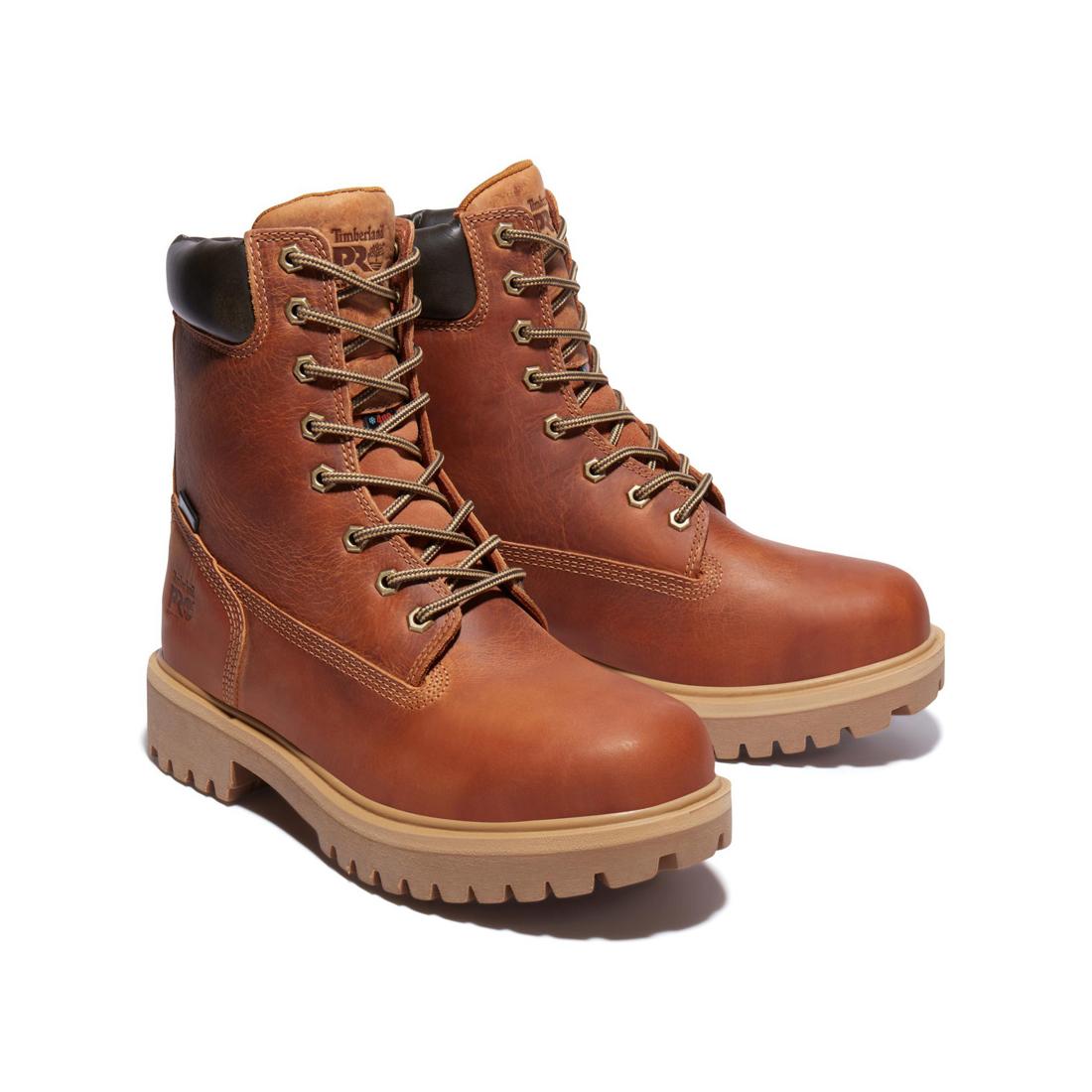 8 Inch Soft Toe Waterproof Insulated 400G Work Boots for Men - Brown, Comfortable & Durable Safety Shoes for Construction, Hiking & Outdoor Activities