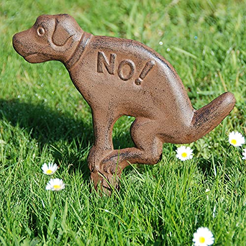 Esschert Design Cast Iron Dog Yard Signs - Rustic Brown Outdoor Decor for Garden, Lawn & Home - Perfect for Pet Lovers & Farmhouse Style