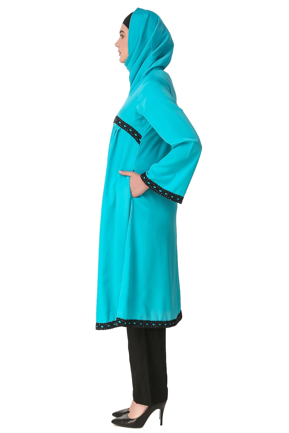 Turquoise Maternity Salwar Kameez - Comfortable Crepe Fabric Indian Pregnancy Dress for Special Occasions & Baby Showers