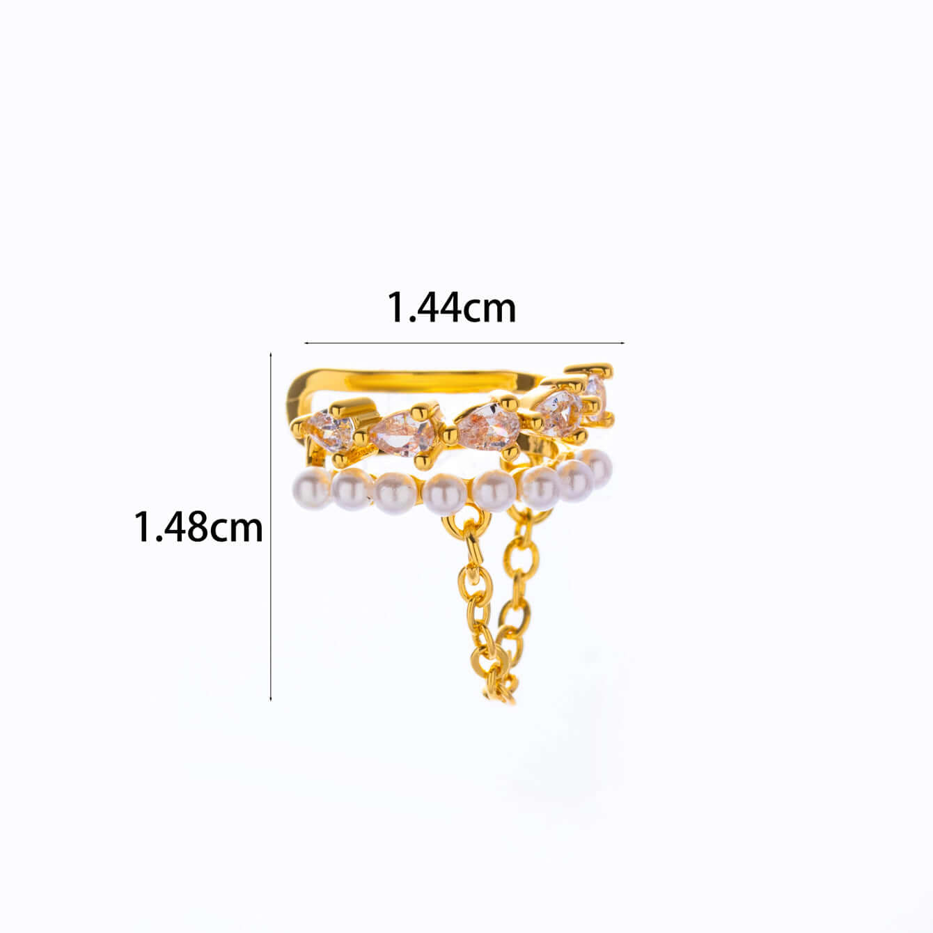 Pearl Bow Heart Dangle Non-Pierced Fake Climber Earrings for Women | HSPJ072 | Elegant Fashion Jewelry for Parties, Weddings & Date Nights