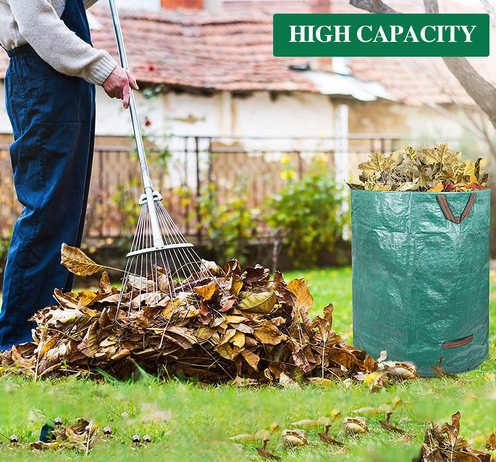 72 Gallon Heavy Duty Collapsible Reusable Garden Waste Bags - 3 Pack with Free Gardening Gloves | Lawn, Yard, Leaf & Debris Collection | Perfect for Composting, Landscaping & Outdoor Cleanup