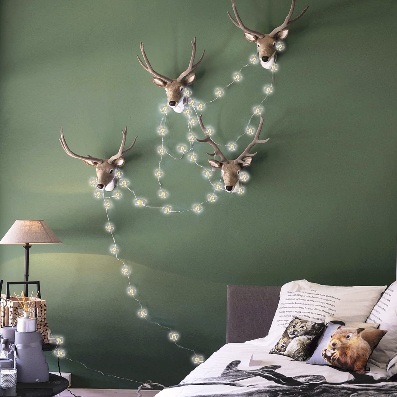 Bee Decor String Lights - 10ft Honeybee Shaped LED Fairy Lights with 30 Bulbs | Battery Operated for Indoor, Bedroom, Party, Wedding, Patio & Christmas Decor | Perfect for DIY Home Decor, Garden Lighting and Special Events