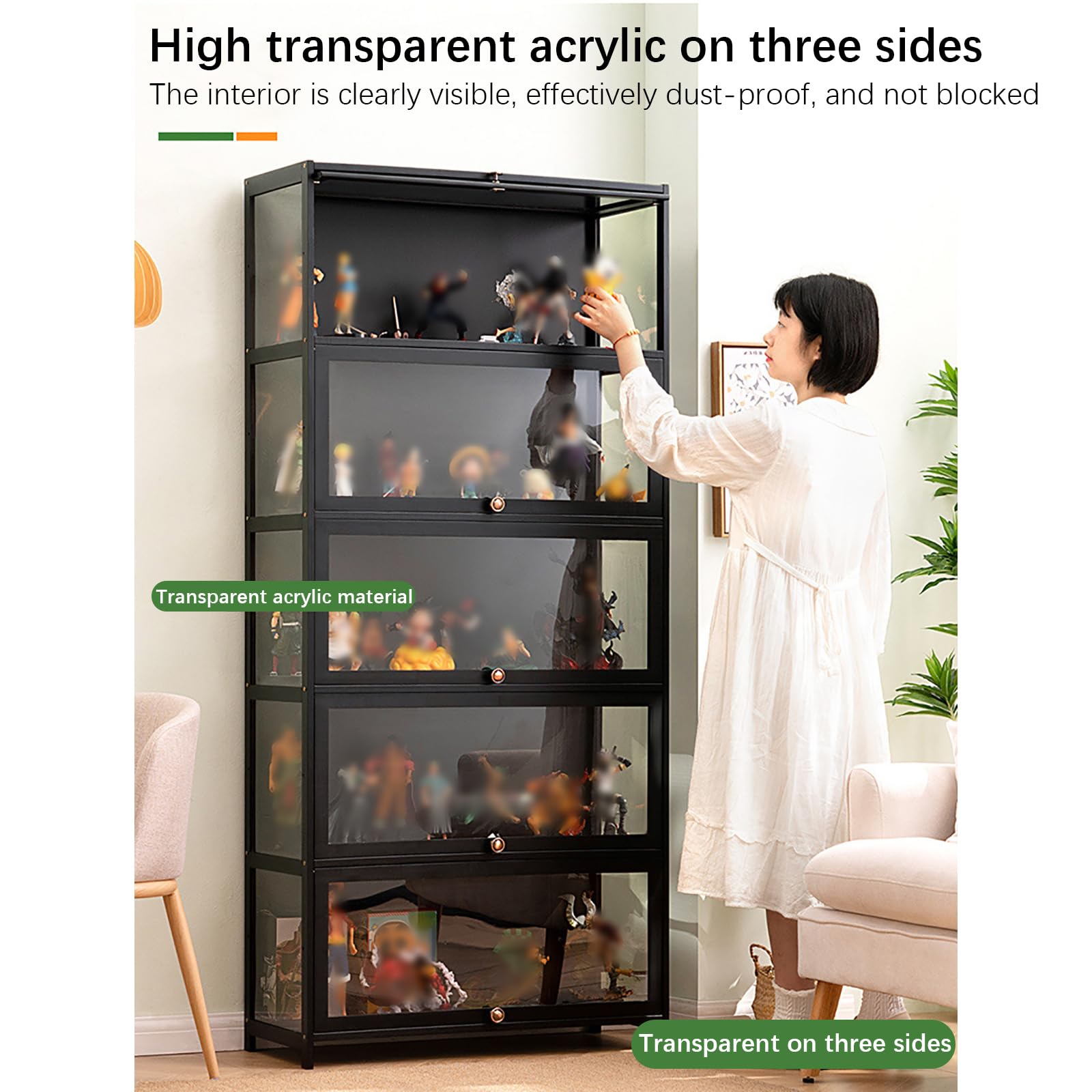 Acrylic Display Case for Collectibles - Glass Curio Cabinet with Magnetic Flip Door | Bamboo & Acrylic Material | Perfect for Action Figures, China Storage & Home Decor Showcase