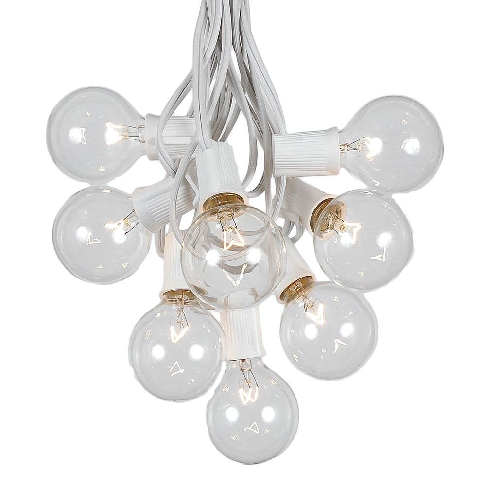 **G50 Patio String Lights with 25 Clear Globe Bulbs - 25ft Outdoor Hanging Lights for Garden, Bistro & Café - Weatherproof White Wire for Patio, Umbrella & Backyard Decor**    *(Perfect for weddings, parties, restaurants, and cozy outdoor evenings!)*