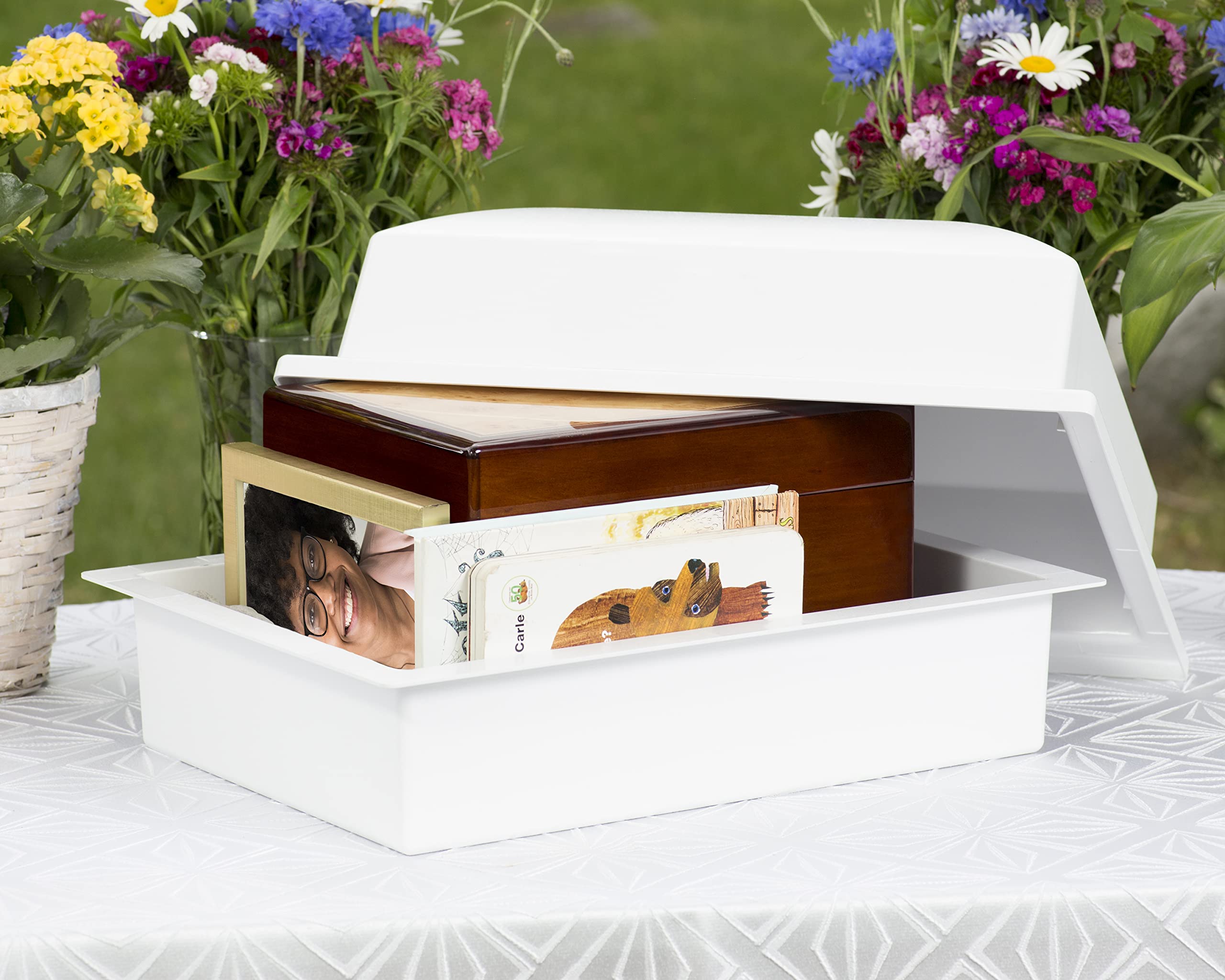 Compact Underground Burial Urn Vault for Small Cremation Urns | USA-Made Adult Ashes Container for Cemetery & Ground Burials (Coronet, Granite Grey) | Perfect for Memorial Gardens & Family Plots