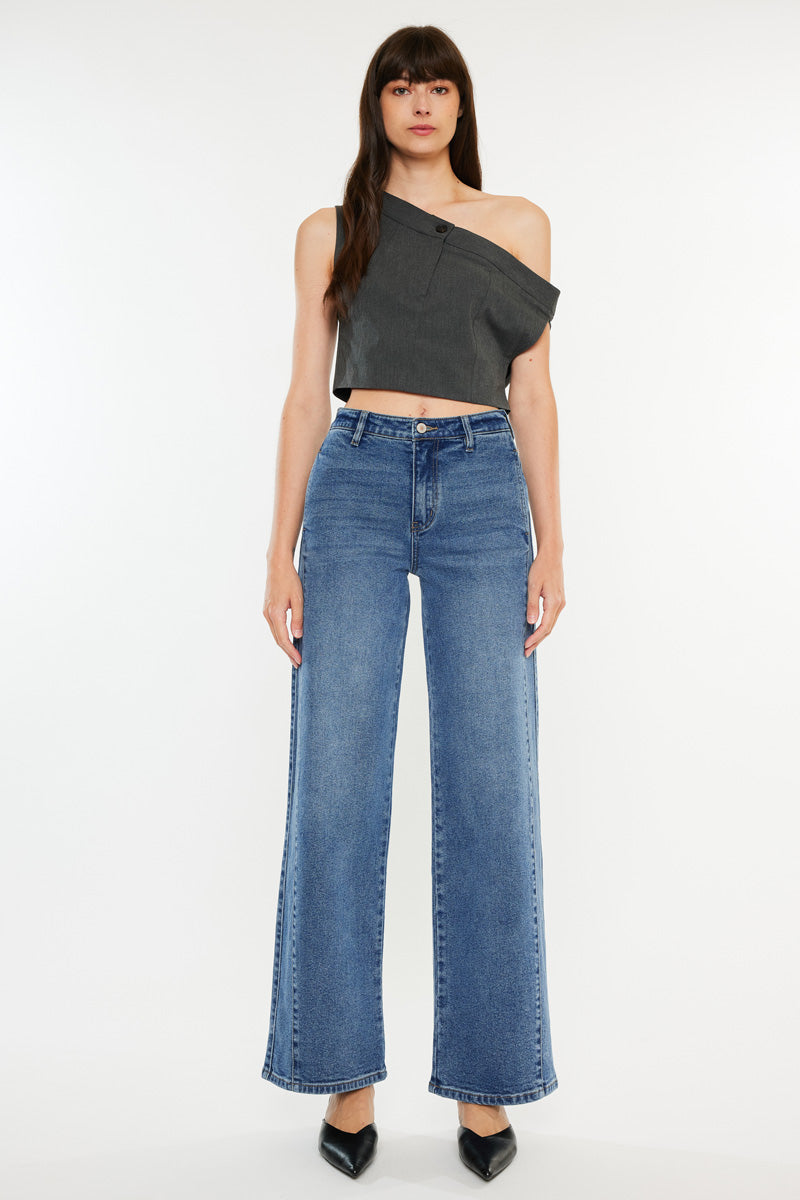 Kenya High Rise Wide Leg Flare Pants - Women's Trendy Casual Trousers for Work, Office & Everyday Wear