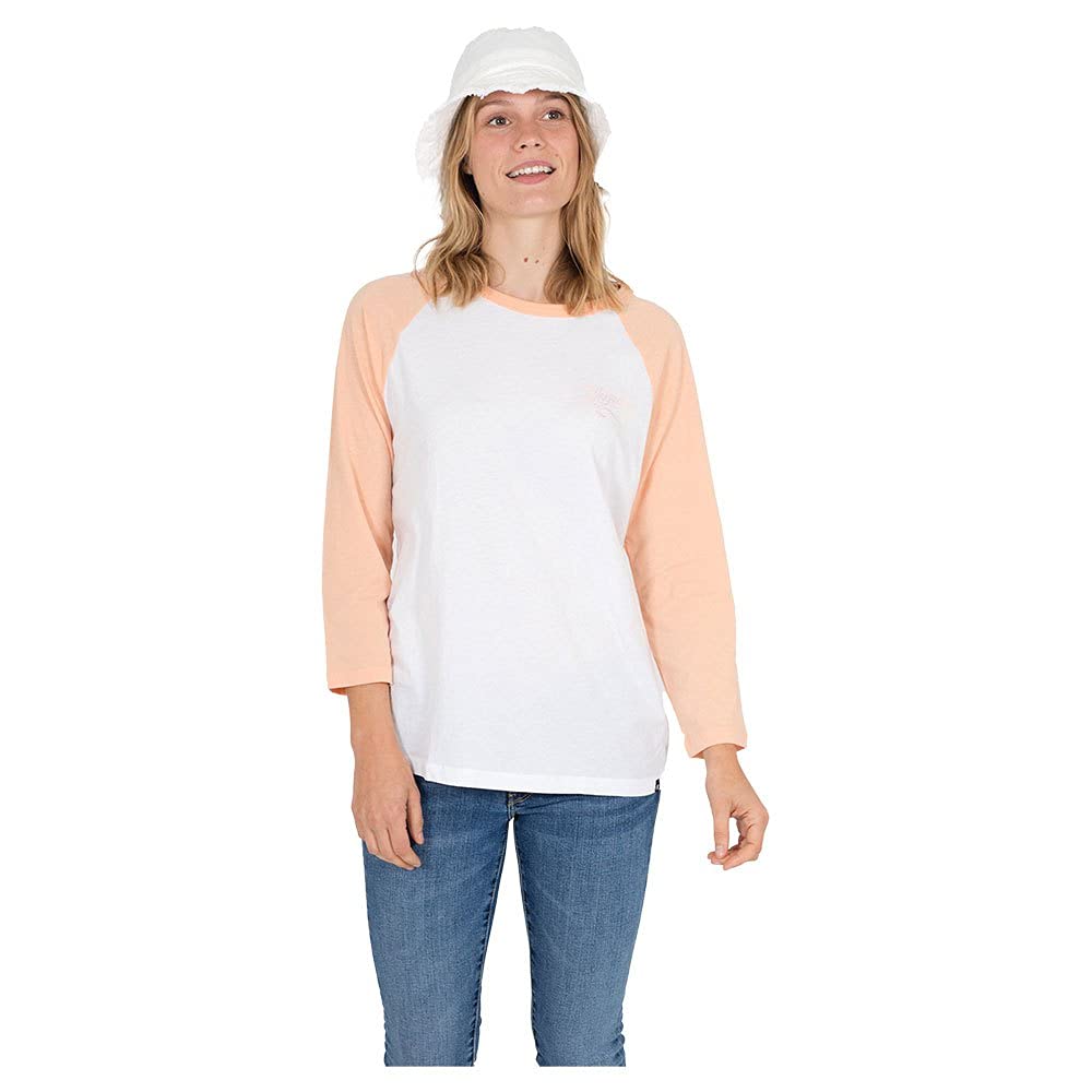 Hurley Women's Floral Print Baseball Raglan Tee - Soft Cotton Blend Short Sleeve Shirt for Casual Wear, Street Style & Summer Outfits