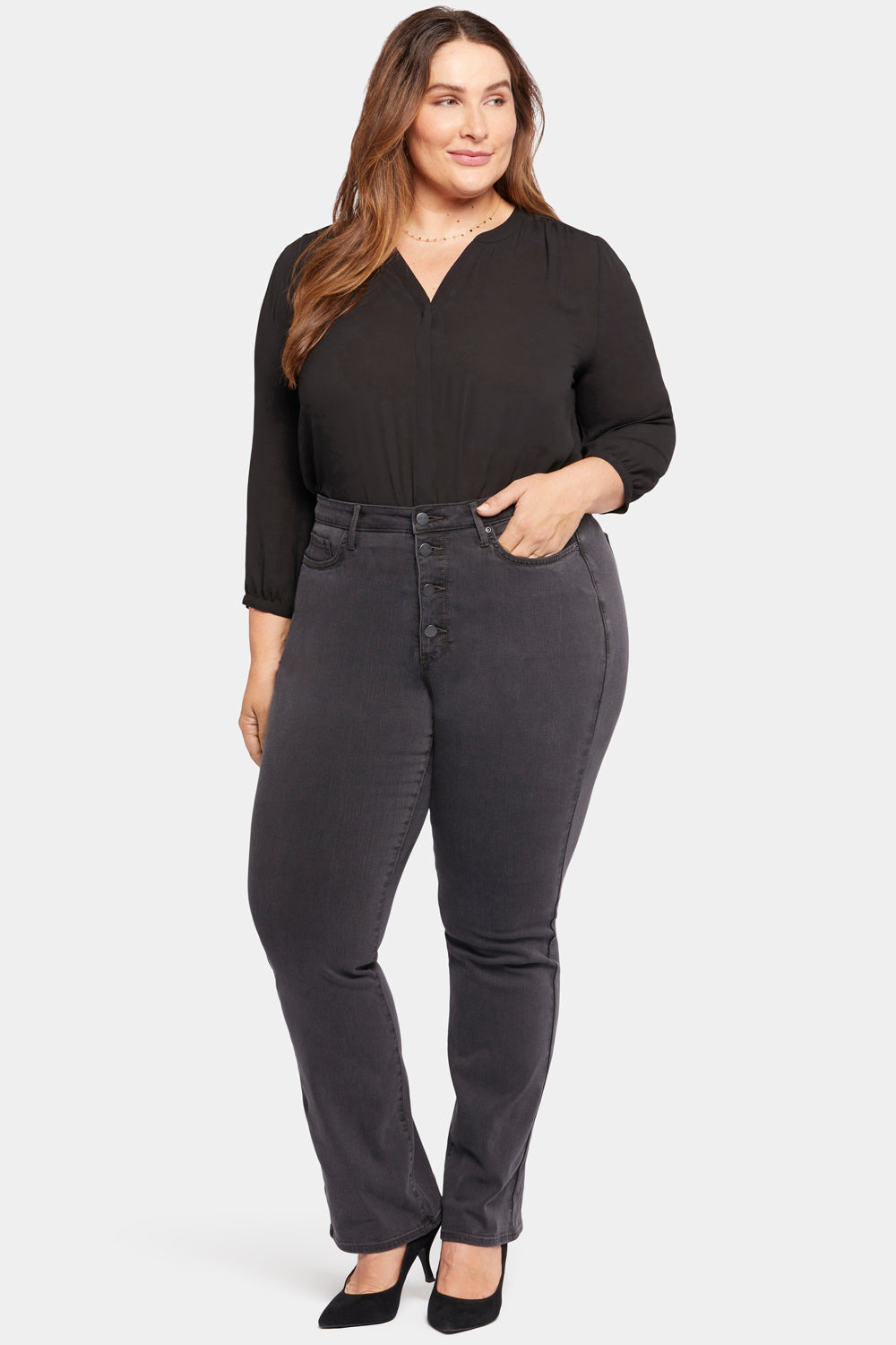 Barbara Bootcut Jeans for Women - Plus Size Stretch Denim Pants (Sierra Wash) | Comfortable & Stylish for Casual Wear & Office Outfits