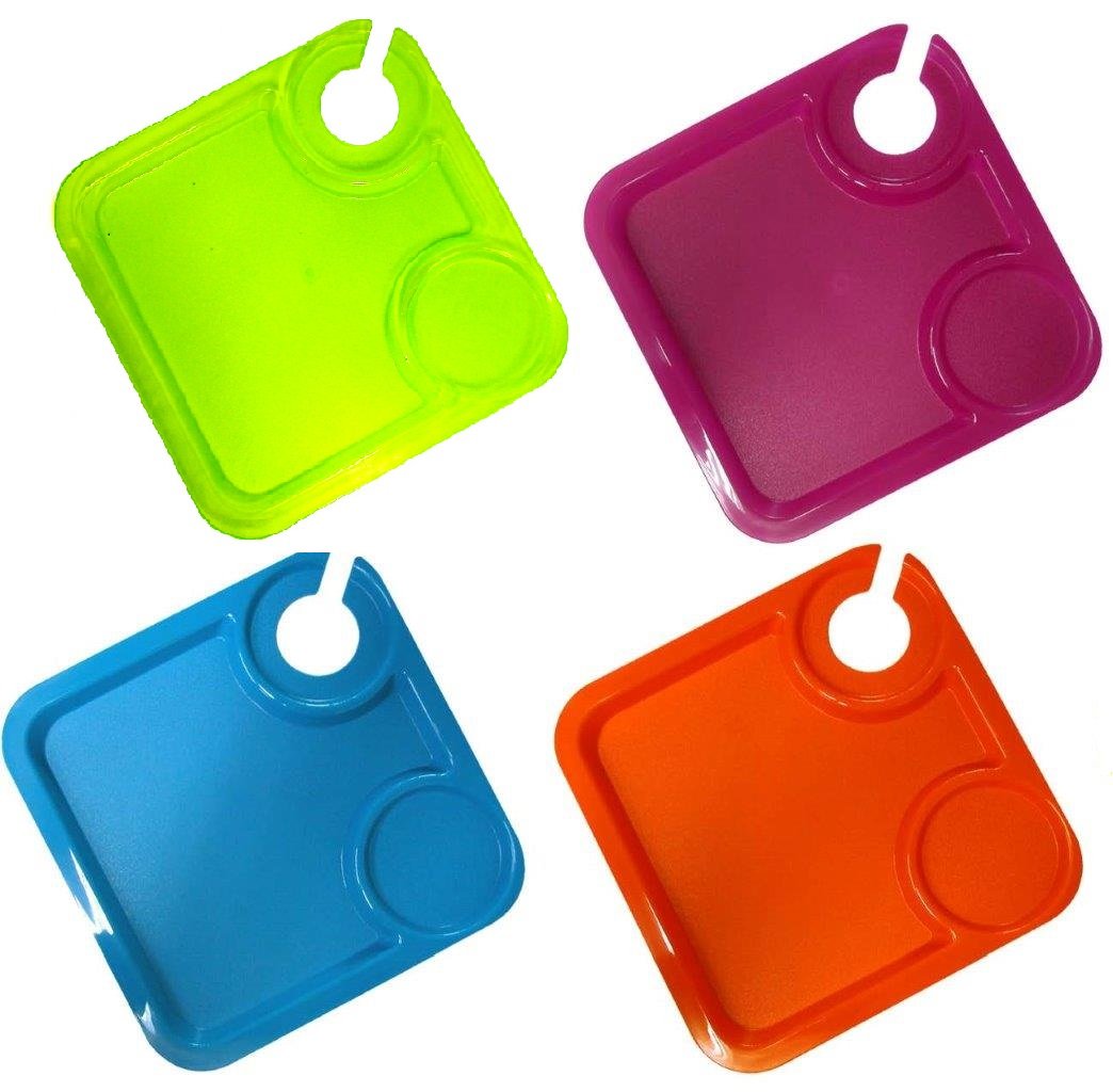 Happy Hour Party Plates with Stemware Holder - Elegant Disposable Plastic Plates for Cocktails, Wine & Champagne - Perfect for Weddings, BBQs, and Birthday Parties