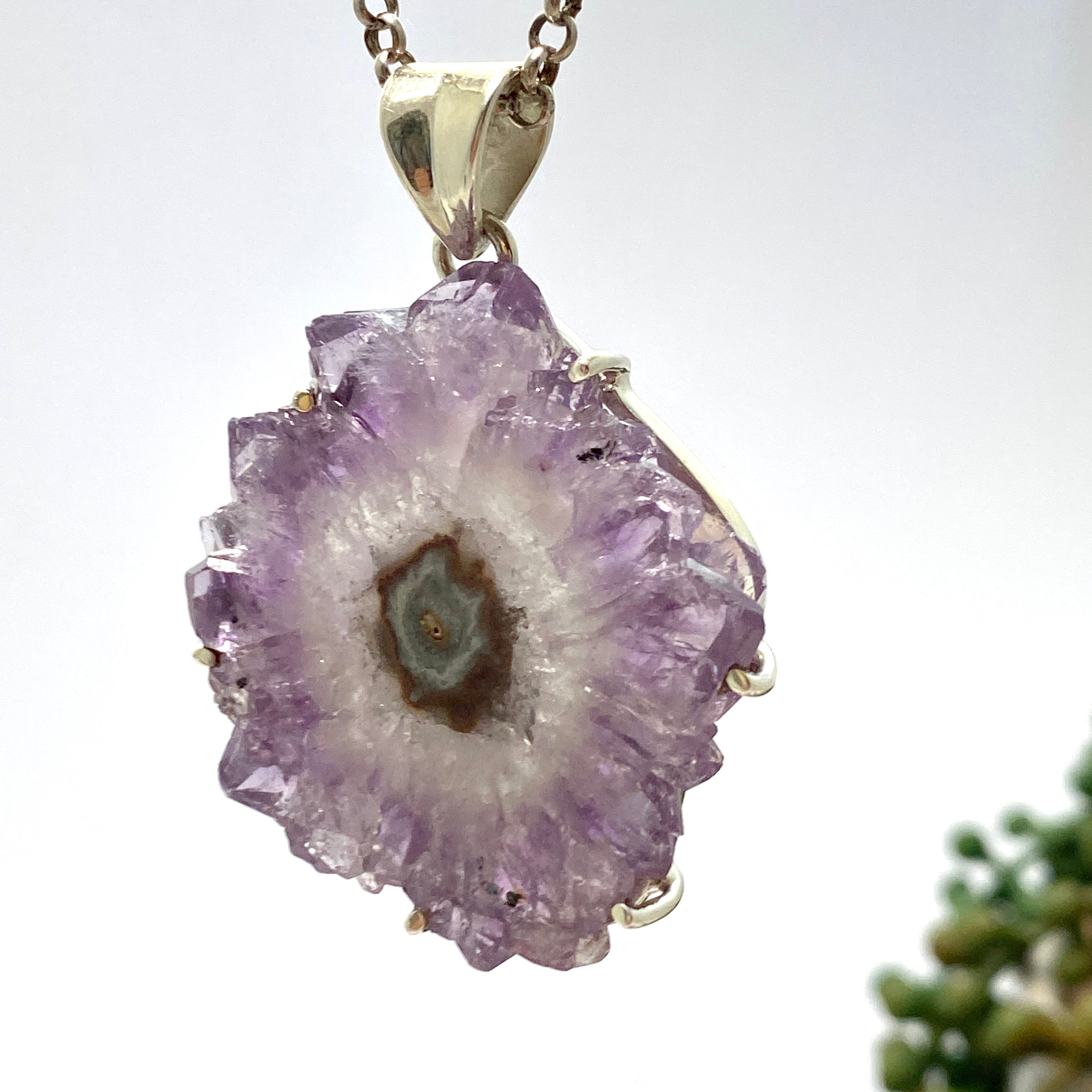 52mm Amethyst Stalactite Pendant Necklace - Natural Crystal Jewelry for Women, Spiritual Healing & Meditation Accessory | Perfect for Yoga, Reiki, and Energy Balancing