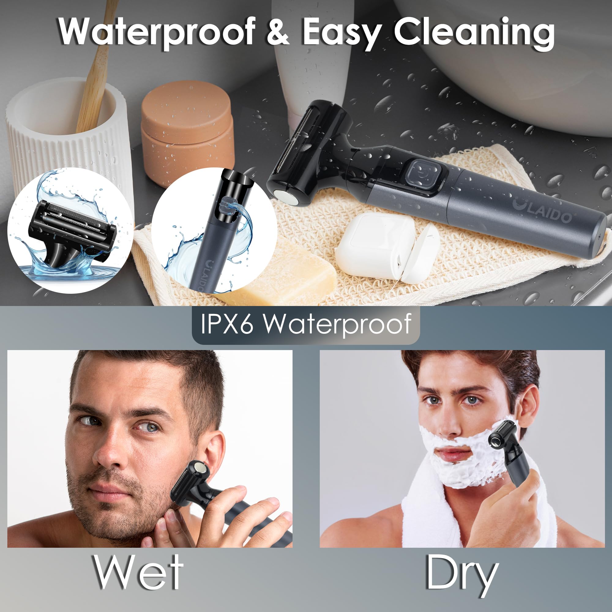 Best Electric Body Hair Trimmer for Men - Waterproof Wet/Dry Pubic & Groin Groomer with Replacement Foil Heads - Perfect for Full Body Shaving & Sensitive Areas Care at Home or Travel