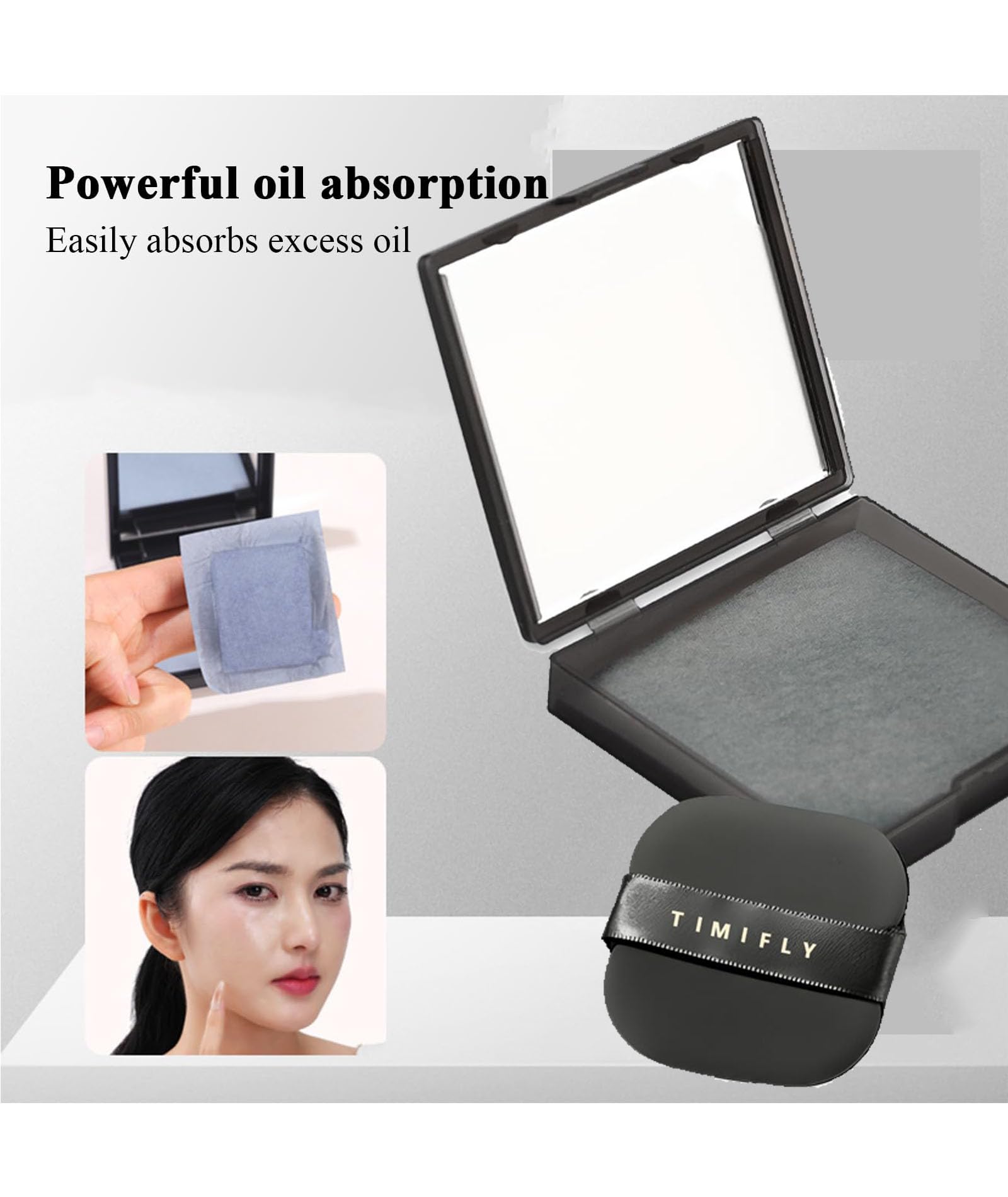 200 Pcs Oil Absorbing Blotting Papers for Oily Skin - Matte Finish Facial Blotting Sheets with Built-in Mirror & Powder Puff - Portable Compact for Men & Women - Perfect for On-the-Go Shine Control & Makeup Touch-Ups