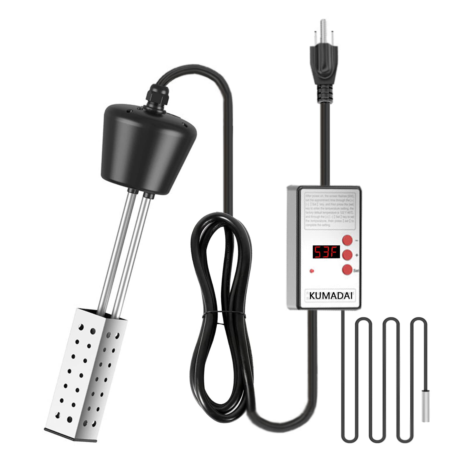 4-in-1 Electric Water Heater with Adjustable Thermostat, Timer & Thermometer - Portable Pool Heater for Above Ground Pools, Bathtubs, Aquariums & Fish Tanks | Perfect for Home Spa, Pond Heating & Winter Water Temperature Control
