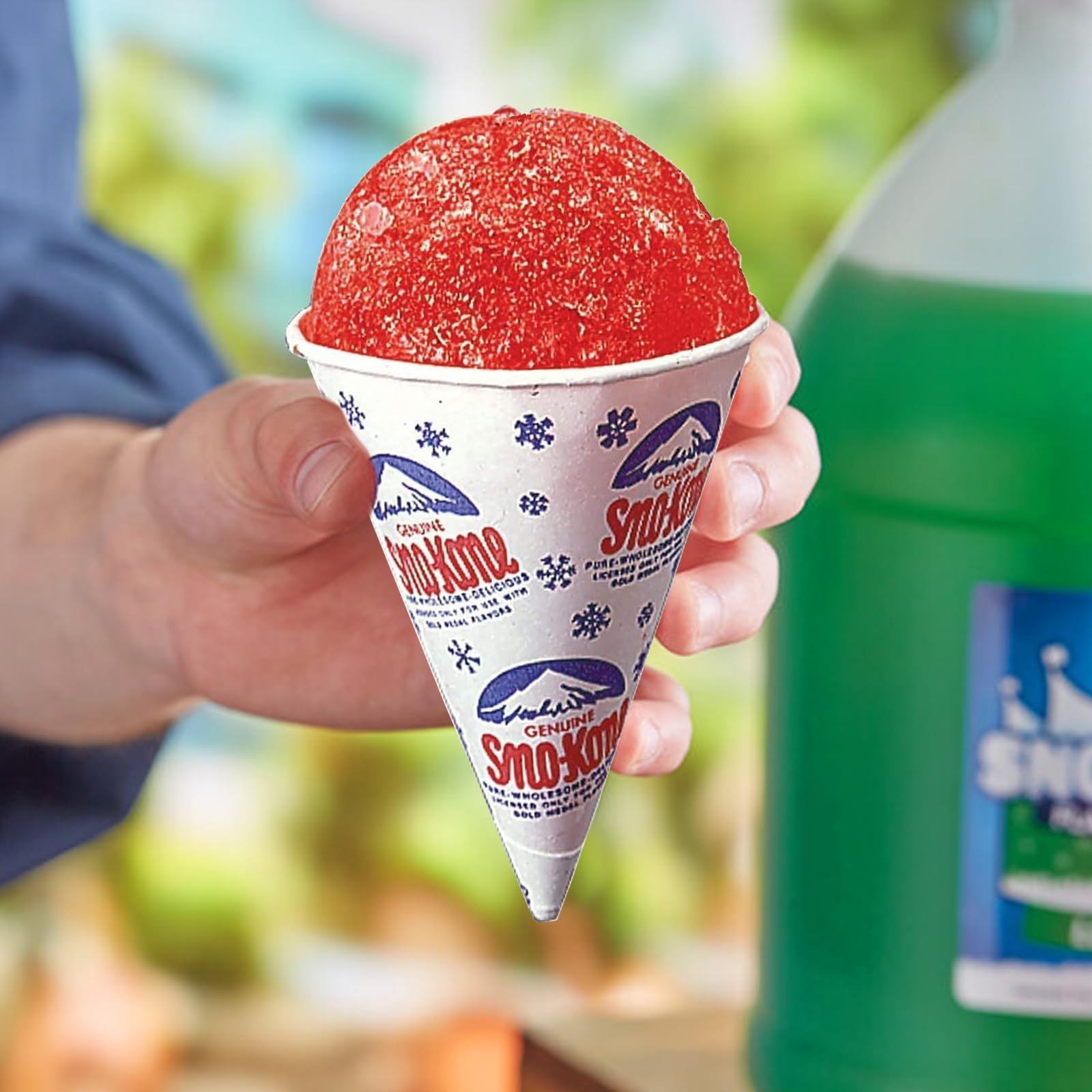 100 Pack 6oz Snow Cone Cups with 100 Neon Spoon Straws (200 Count Total) - Perfect for Summer Parties, Carnival Treats & Concession Stands