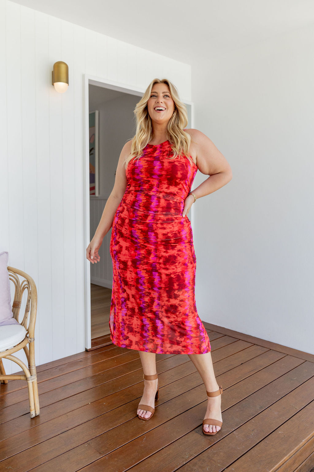 Teagan Mesh Midi Dress in Red | Flowy Summer Dress for Women | Perfect for Beach Vacations, Date Nights & Outdoor Parties