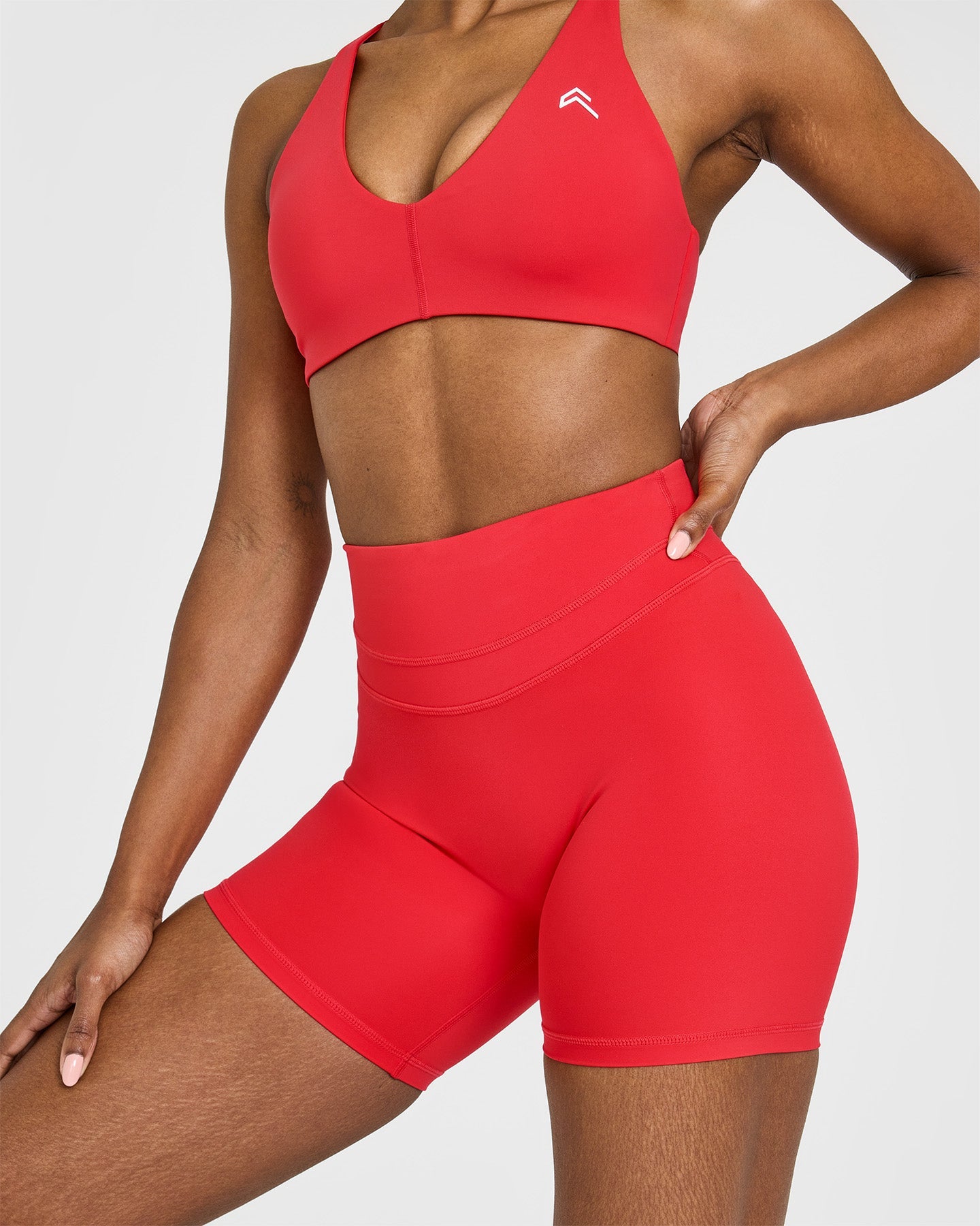 High Waisted Workout Shorts for Women - Muscle Mommy Red | 6-Pack | Gym, Running & Yoga Activewear
