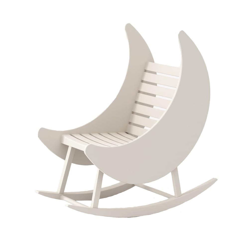 White Baby Crescent Moon Rocker - Gentle Infant Rocking Chair for Nursery, Bedroom & Playtime - Newborn to Toddler Safe Rocking Seat