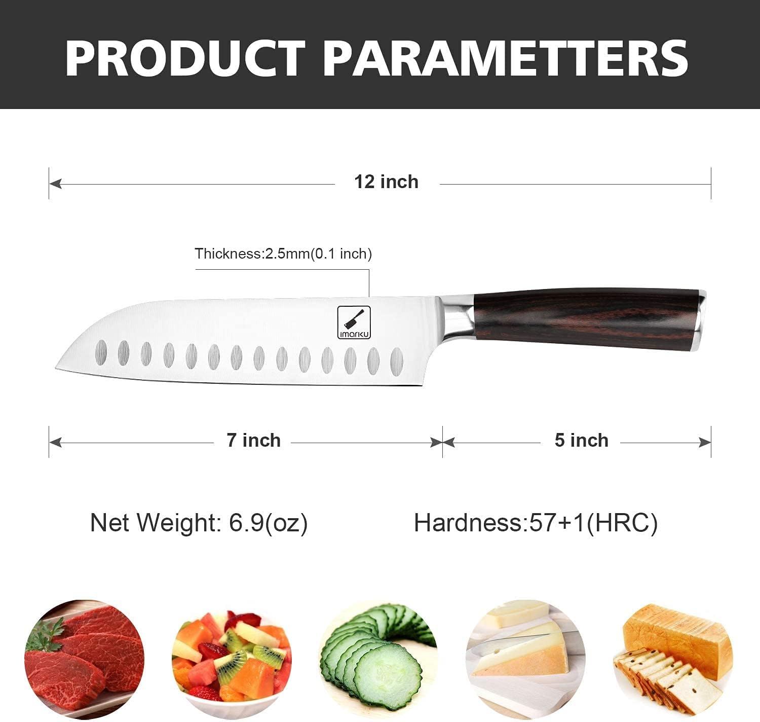 Premium Japanese Forged Stainless Steel Santoku Knife 7 Inch - Professional Chef's Knife for Slicing, Dicing & Mincing - Perfect for Home Kitchens & Culinary Enthusiasts