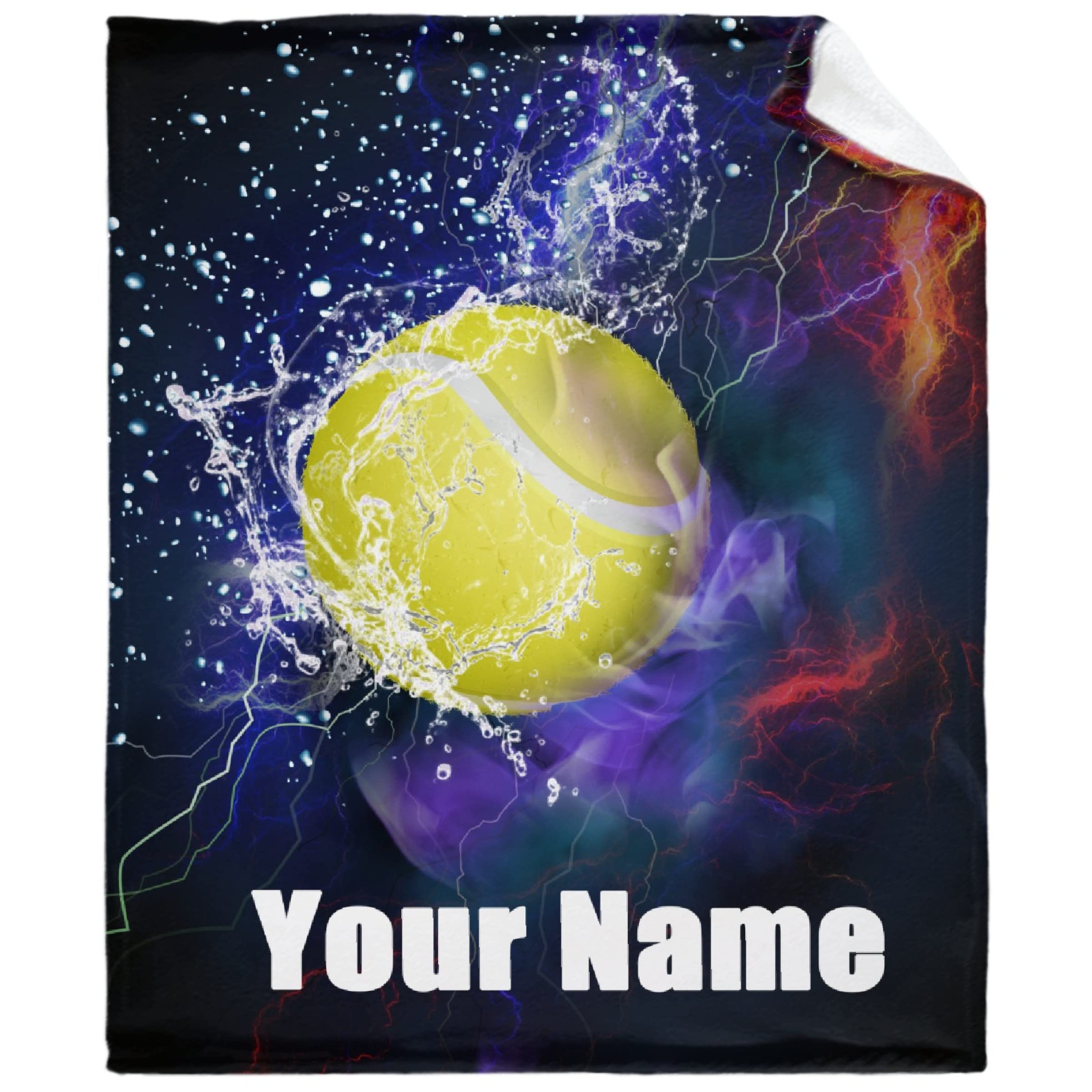 Personalized Tennis Throw Blanket with Custom Name - Soft Fuzzy Fleece Flannel Blanket Gift for Men, Boyfriend, Boys - Perfect for Birthday, Anniversary, Sports Fans & Cozy Home Decor
